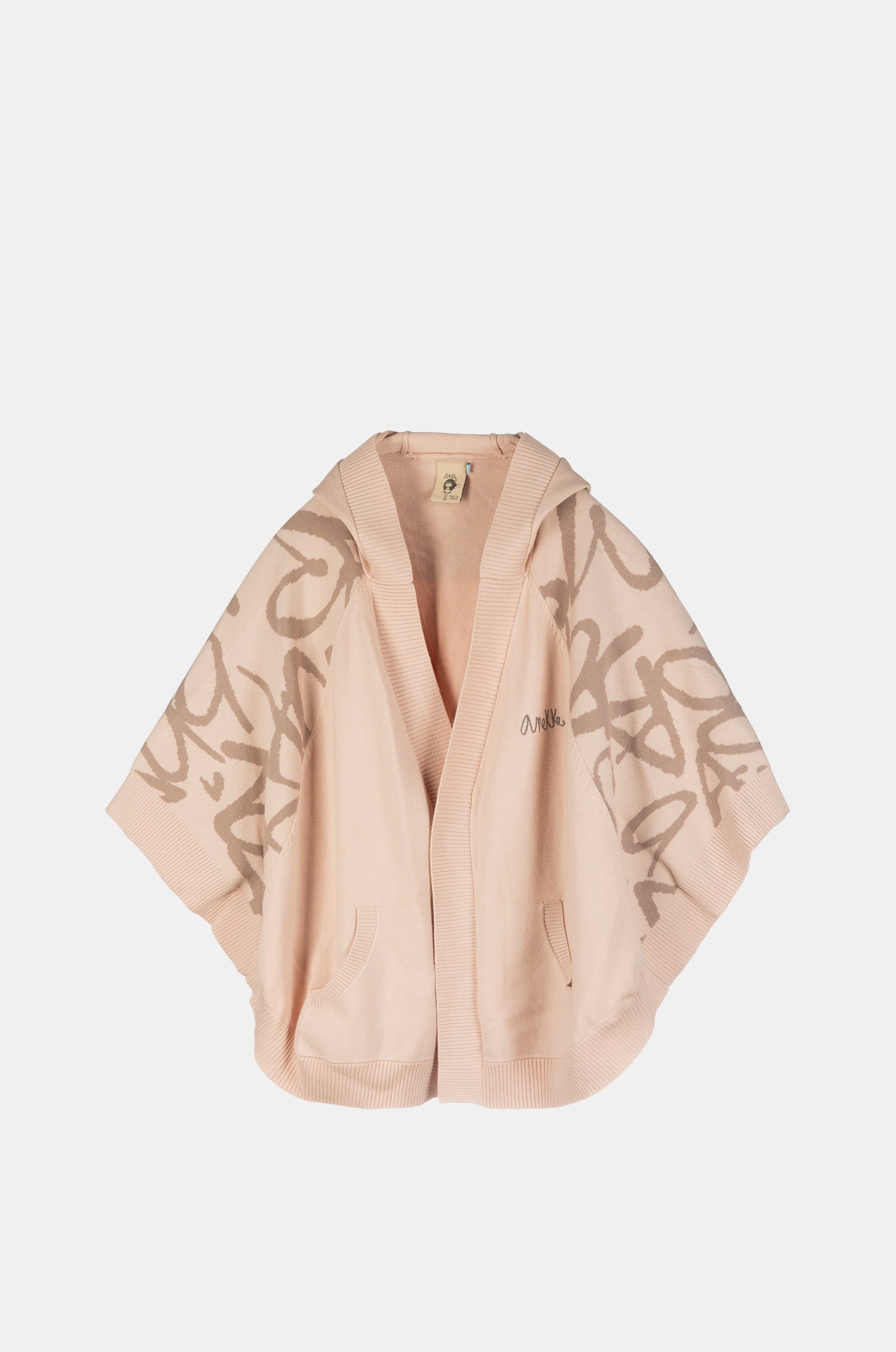 Beige Jacke im Poncho-Stil