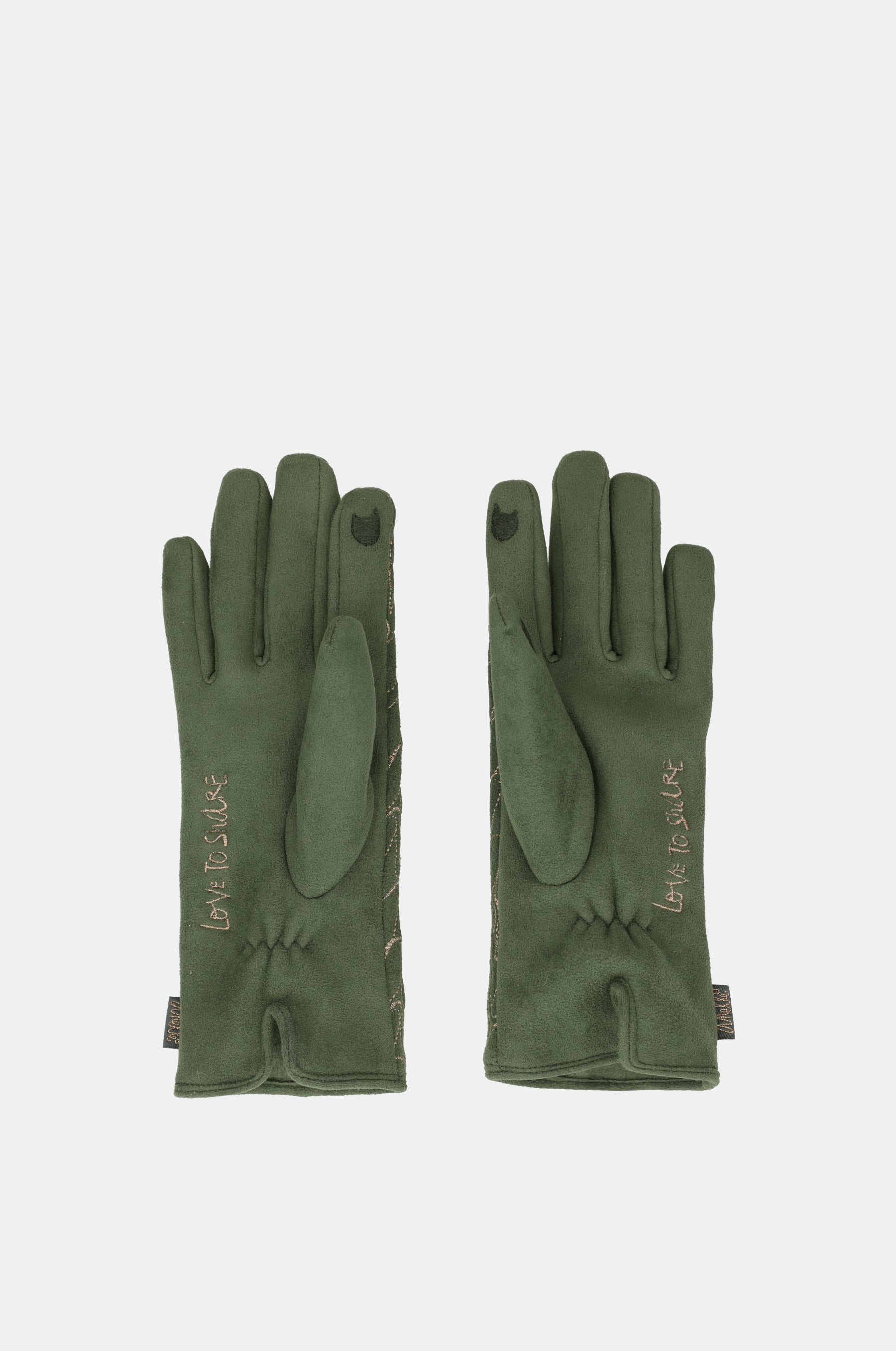 Grüne Handschuhe mit Anekke-Logo