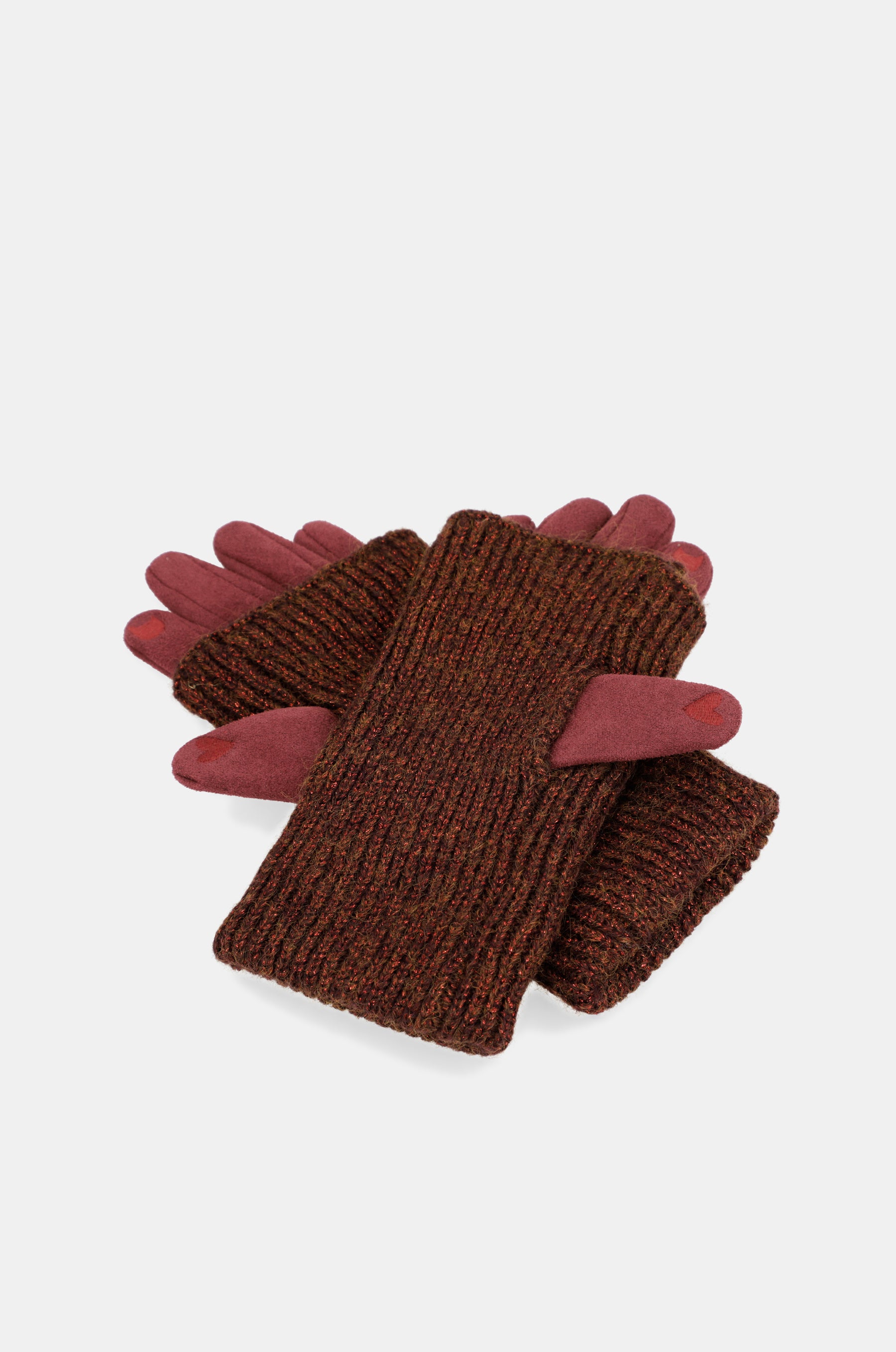 Burgunderrote, ausziehbare Handschuhe