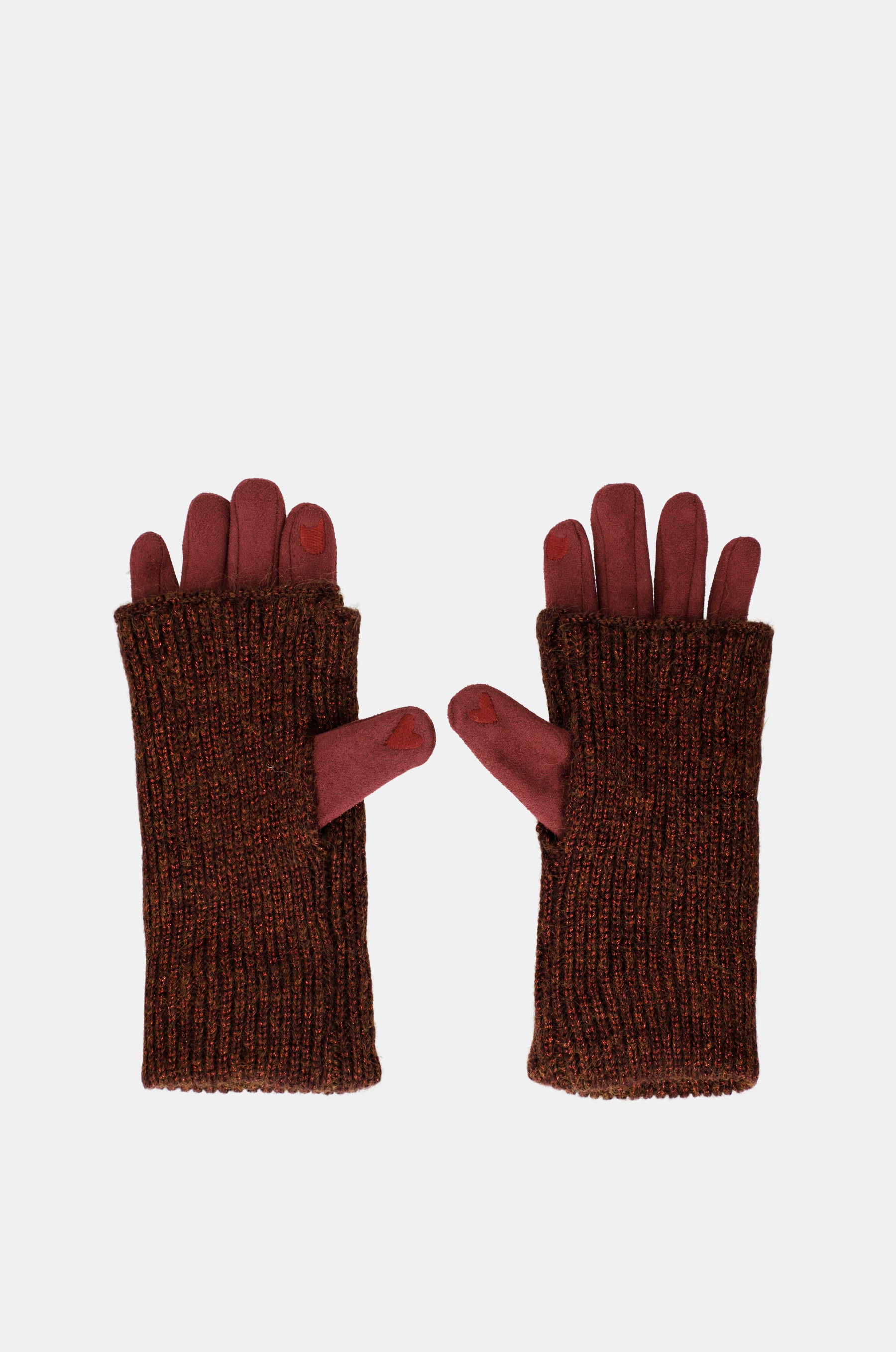 Burgunderrote, ausziehbare Handschuhe