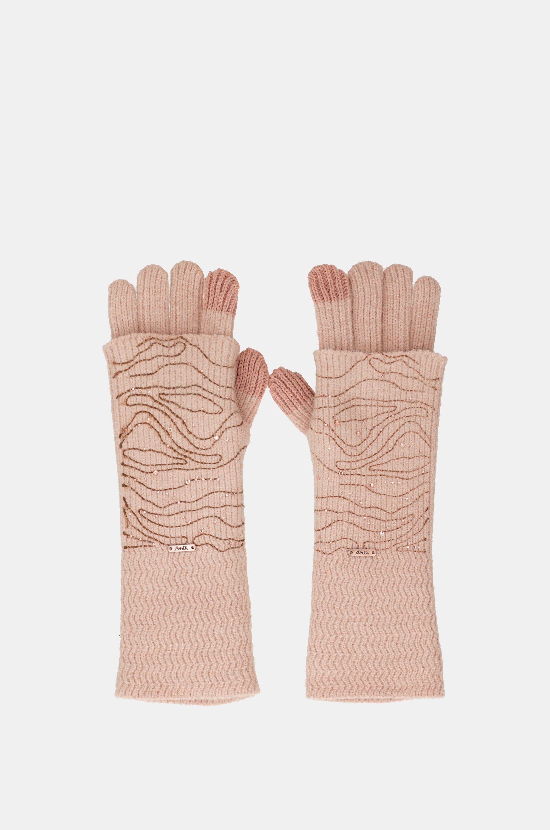 Beige Strickhandschuhe