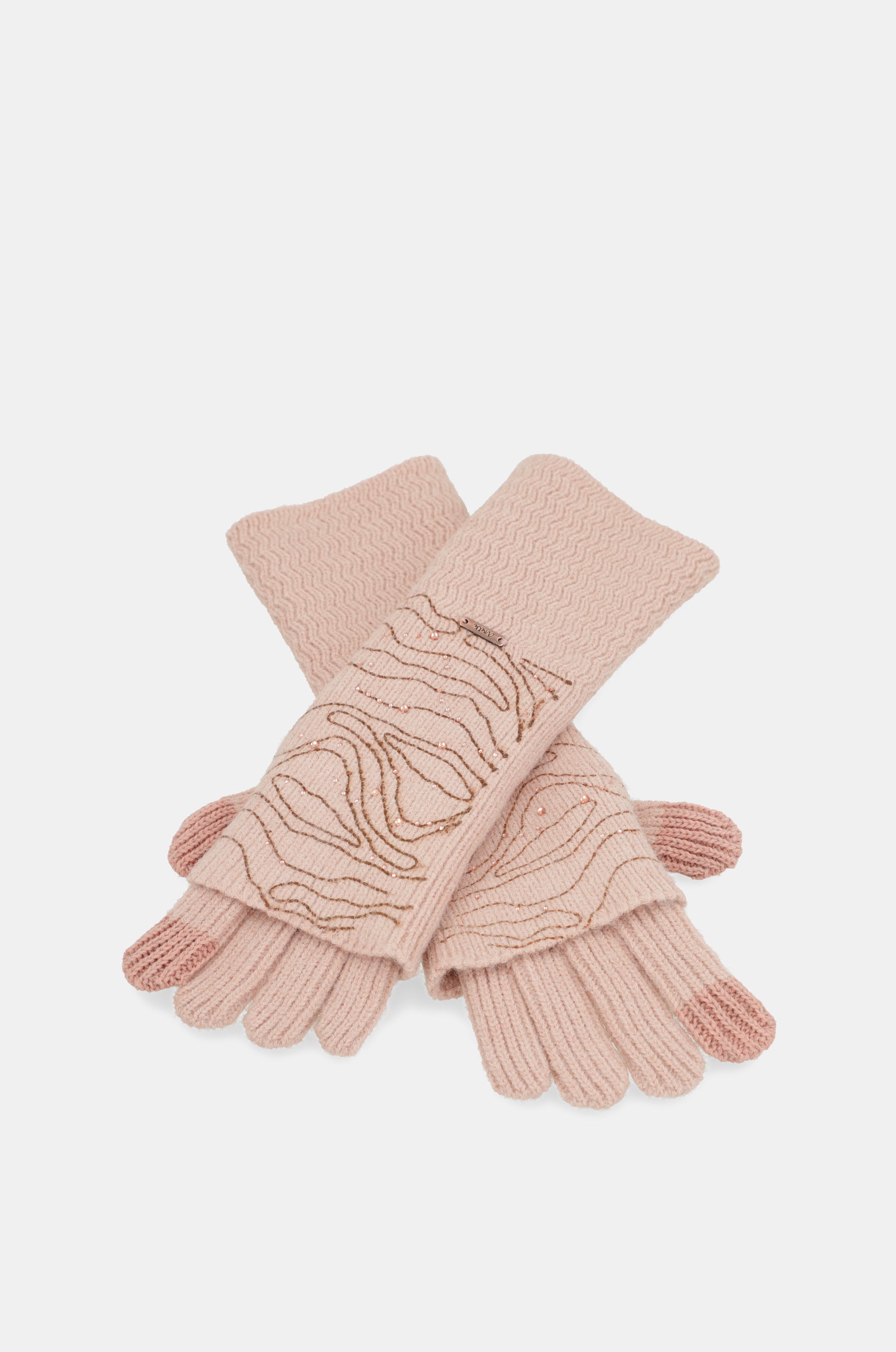 Beige Strickhandschuhe