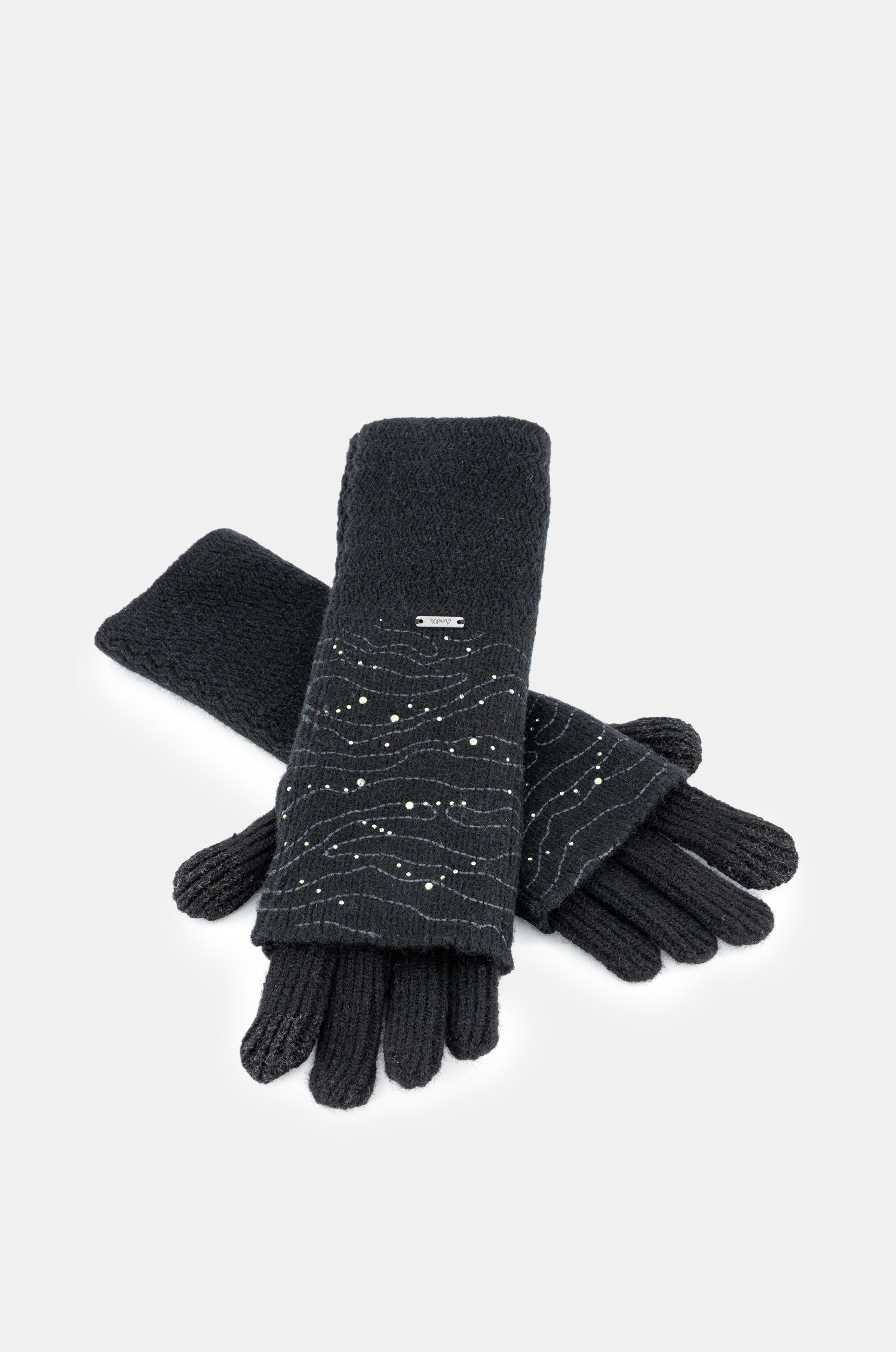 Schwarze Strickhandschuhe