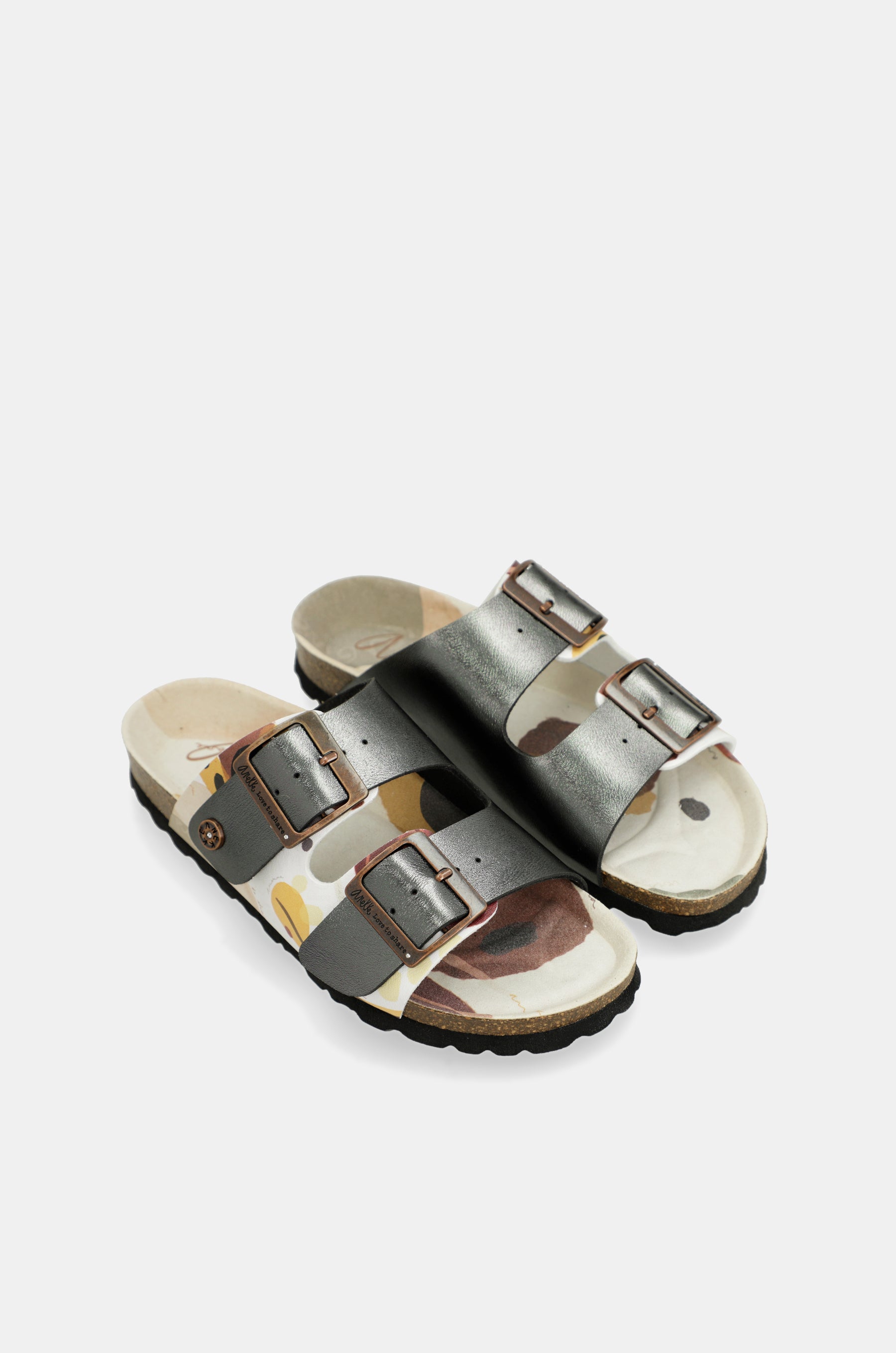 Schwarze mehrfarbige Bio-Sandalen