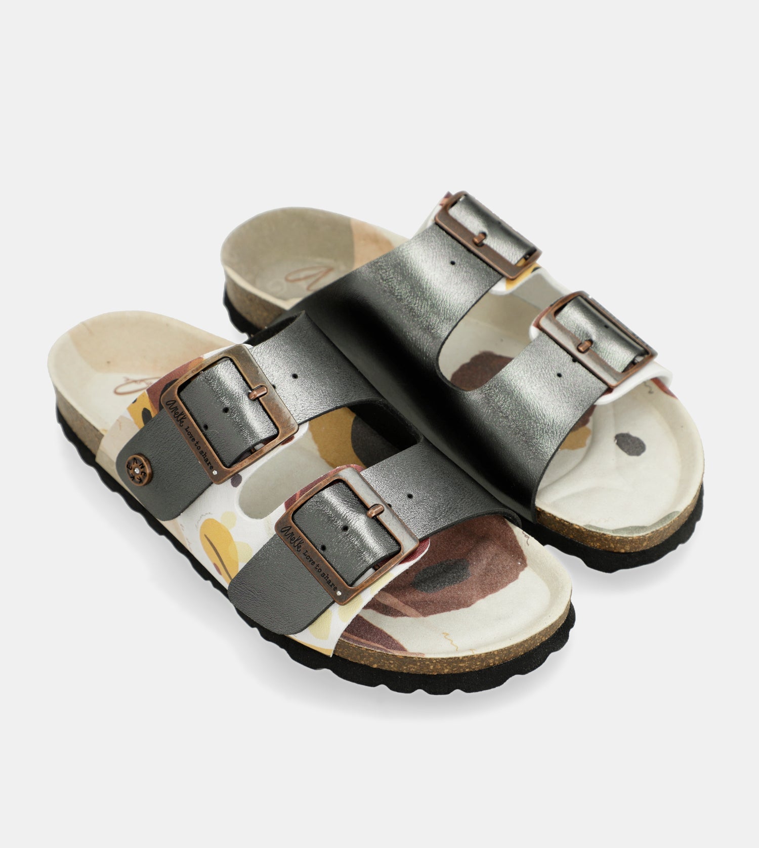Schwarze mehrfarbige Bio-Sandalen