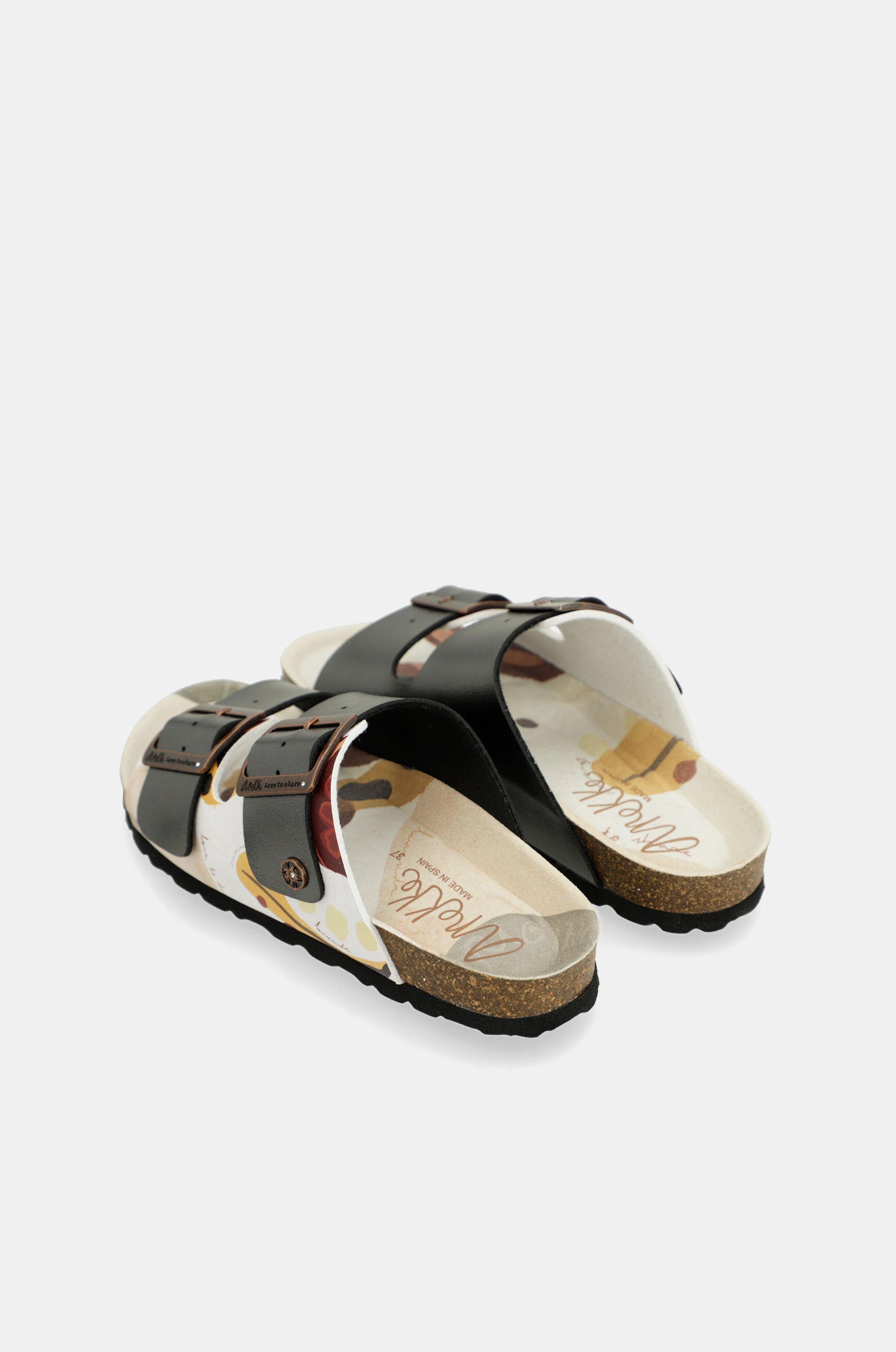Schwarze mehrfarbige Bio-Sandalen