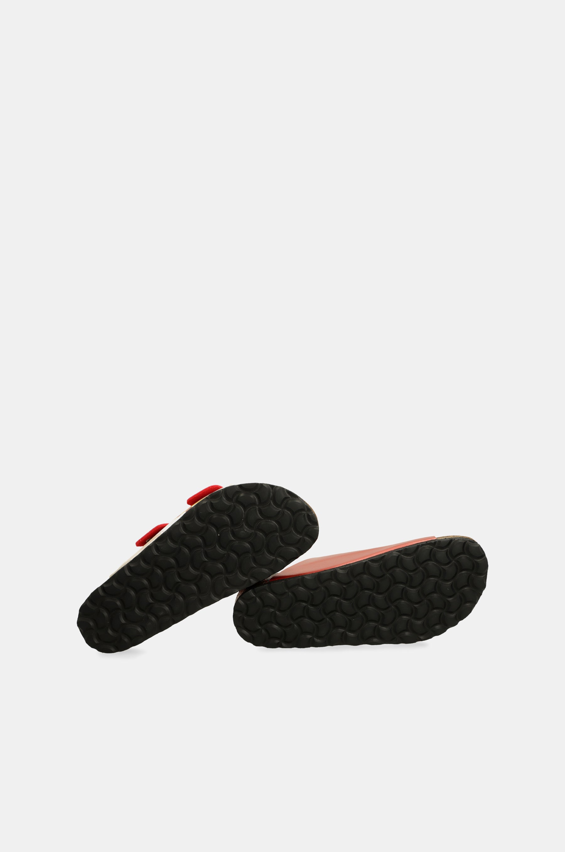 Rote mehrfarbige Bio-Sandalen