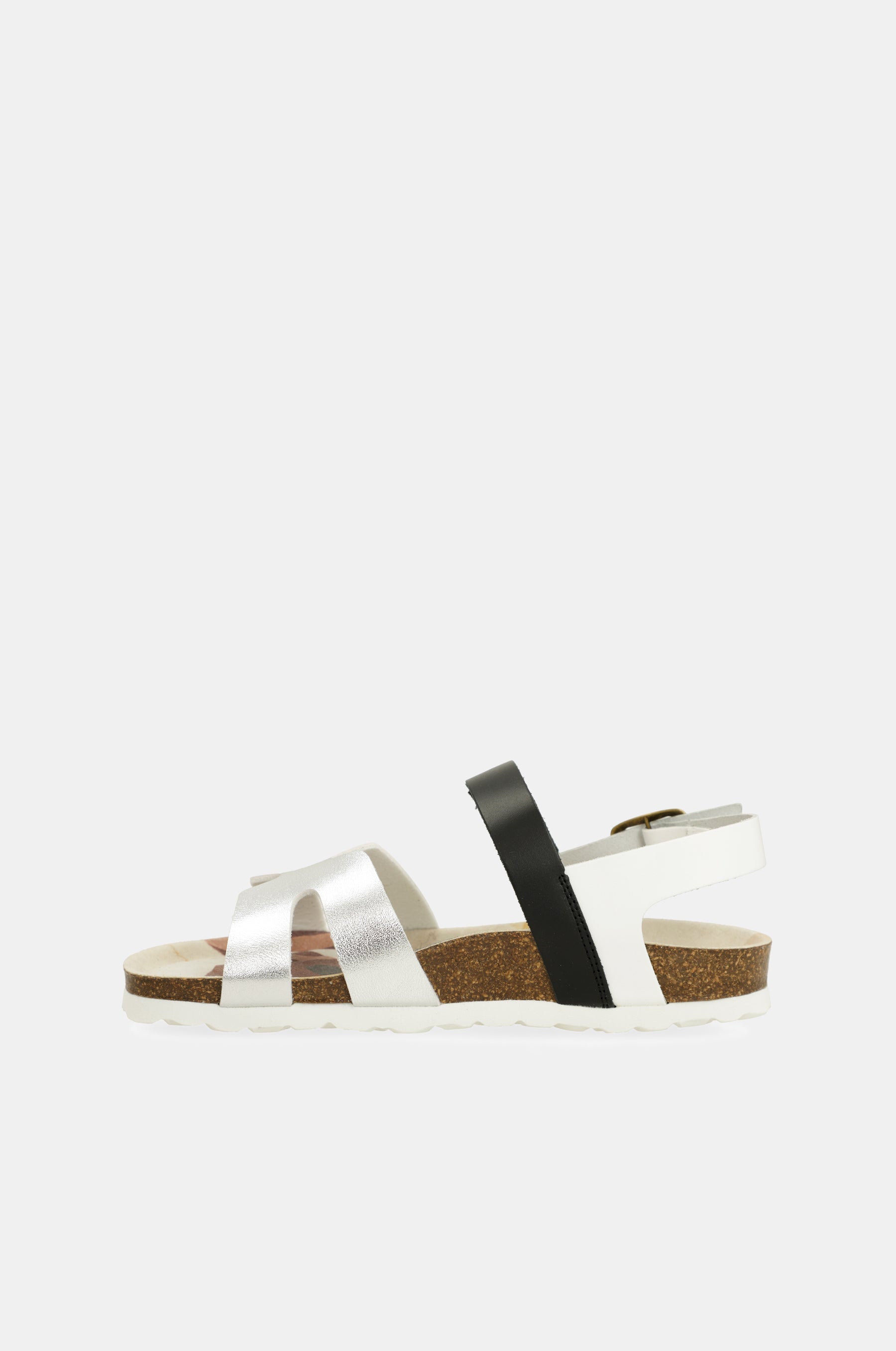 Silberne und schwarze Sandalen