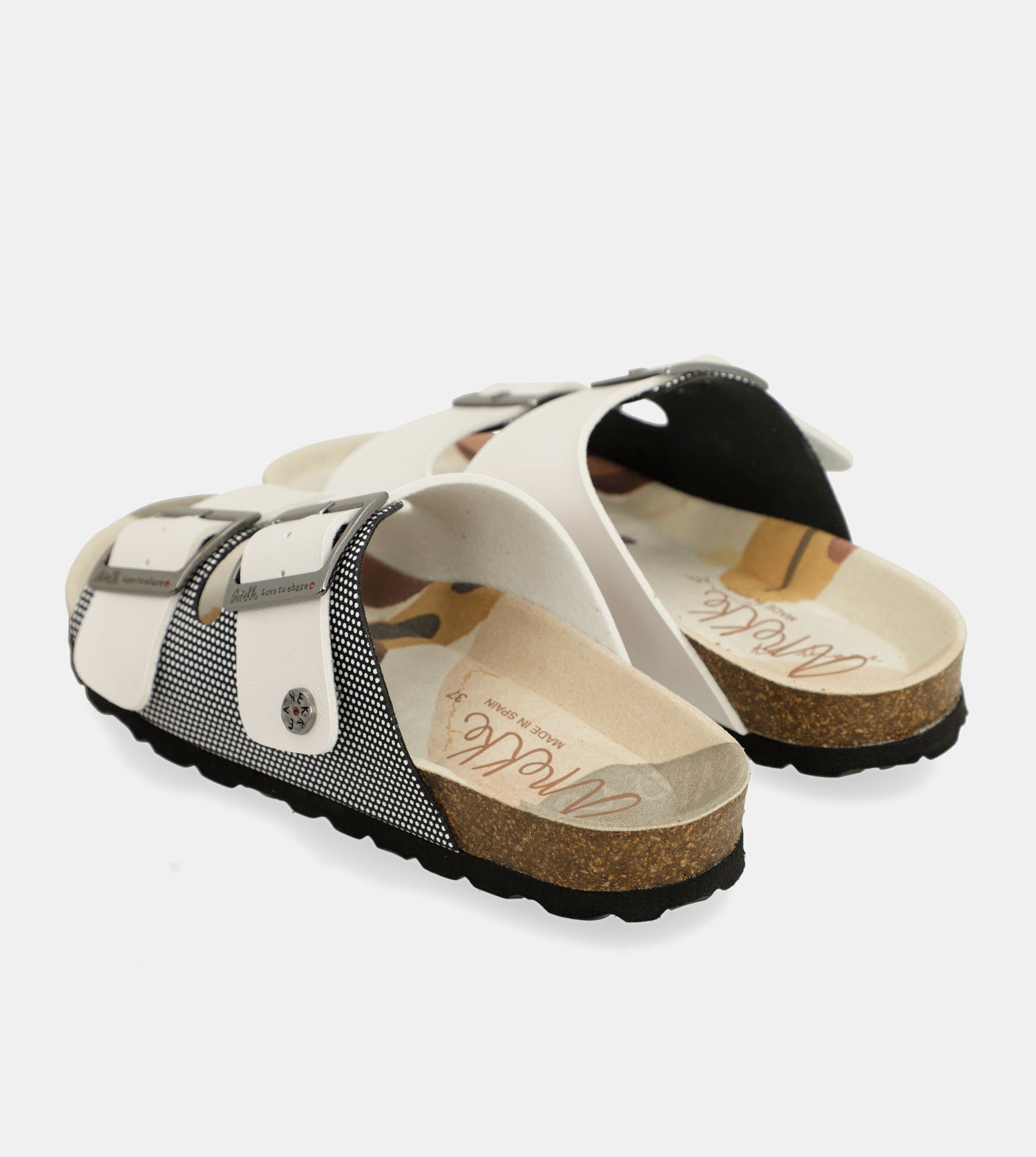 Weiße Bio-Sandalen mit Punkten