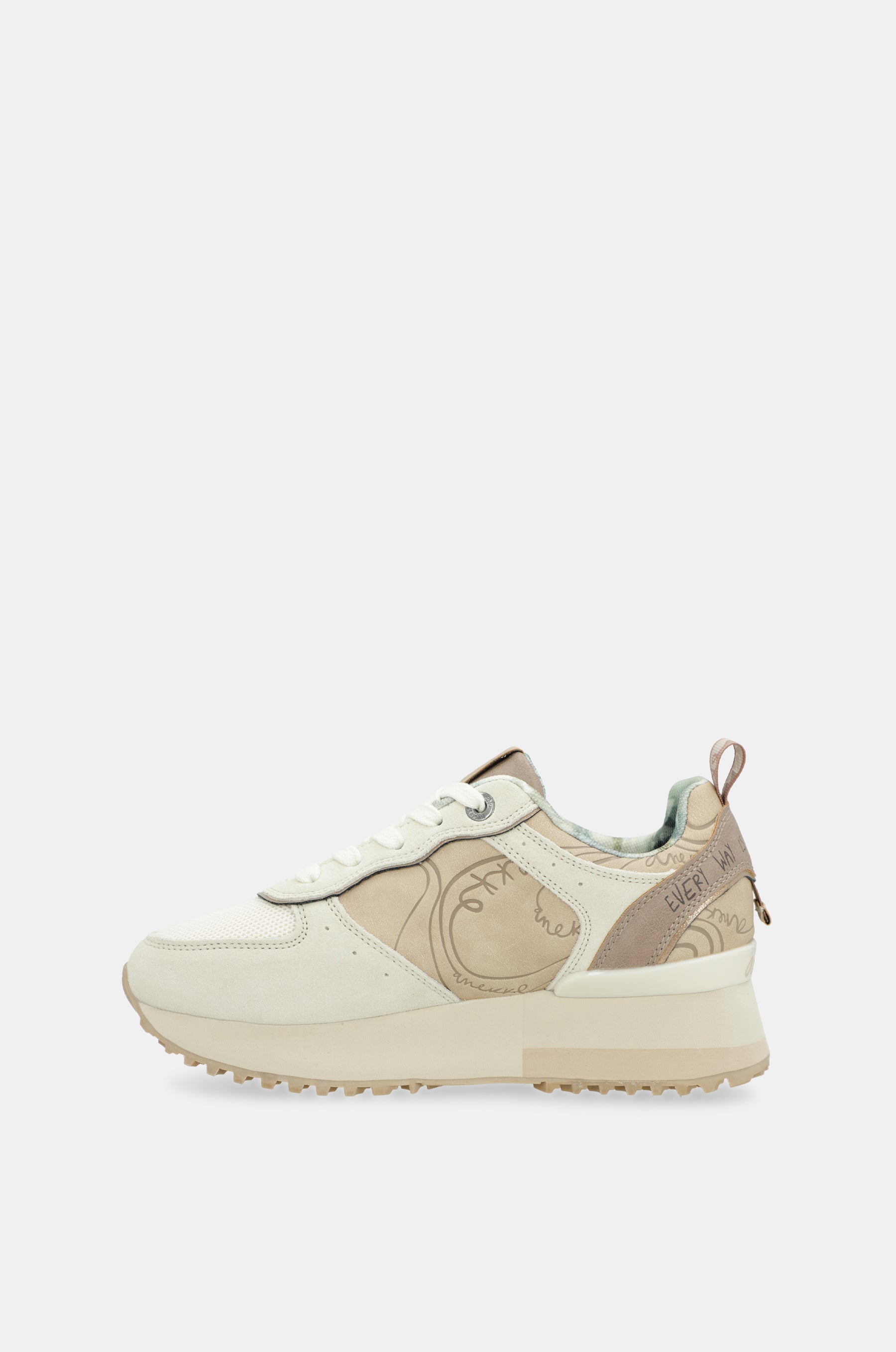 Beige Plattform-Sneakers