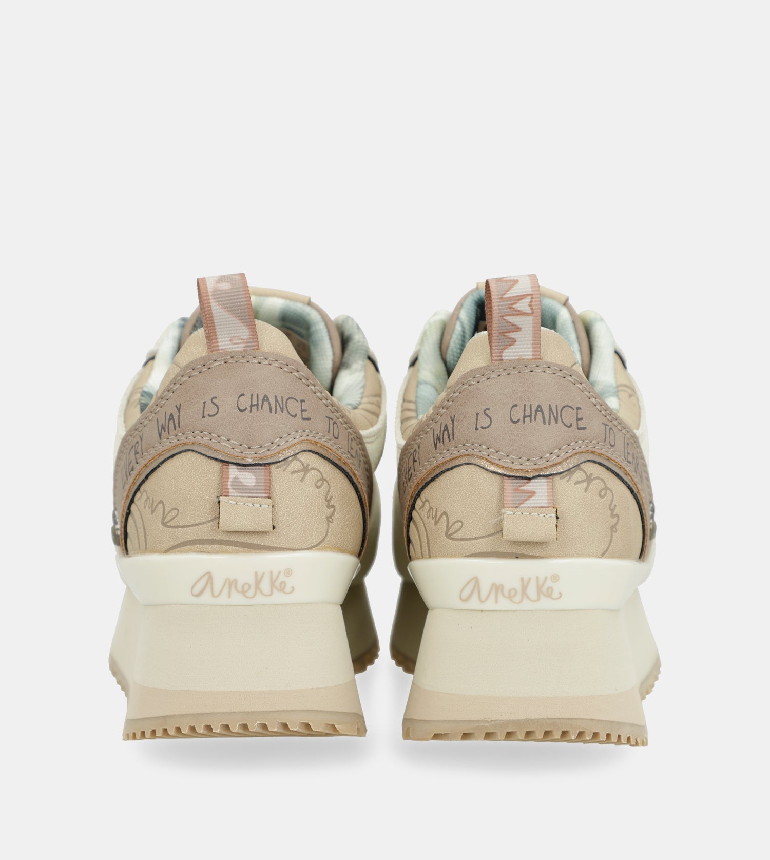 Beige Plattform-Sneakers