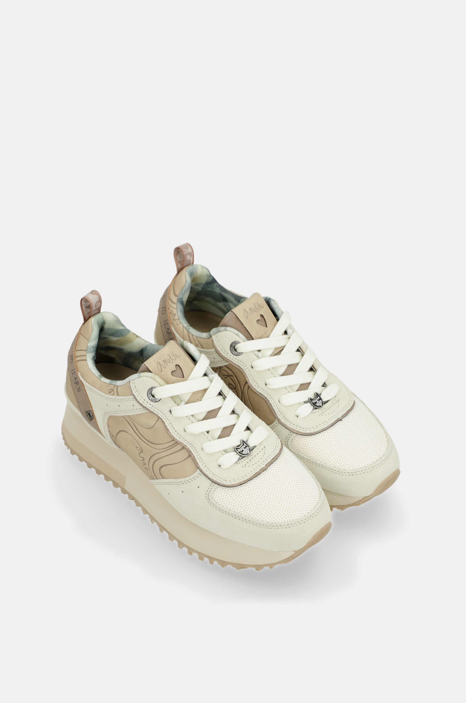 Beige Plattform-Sneakers