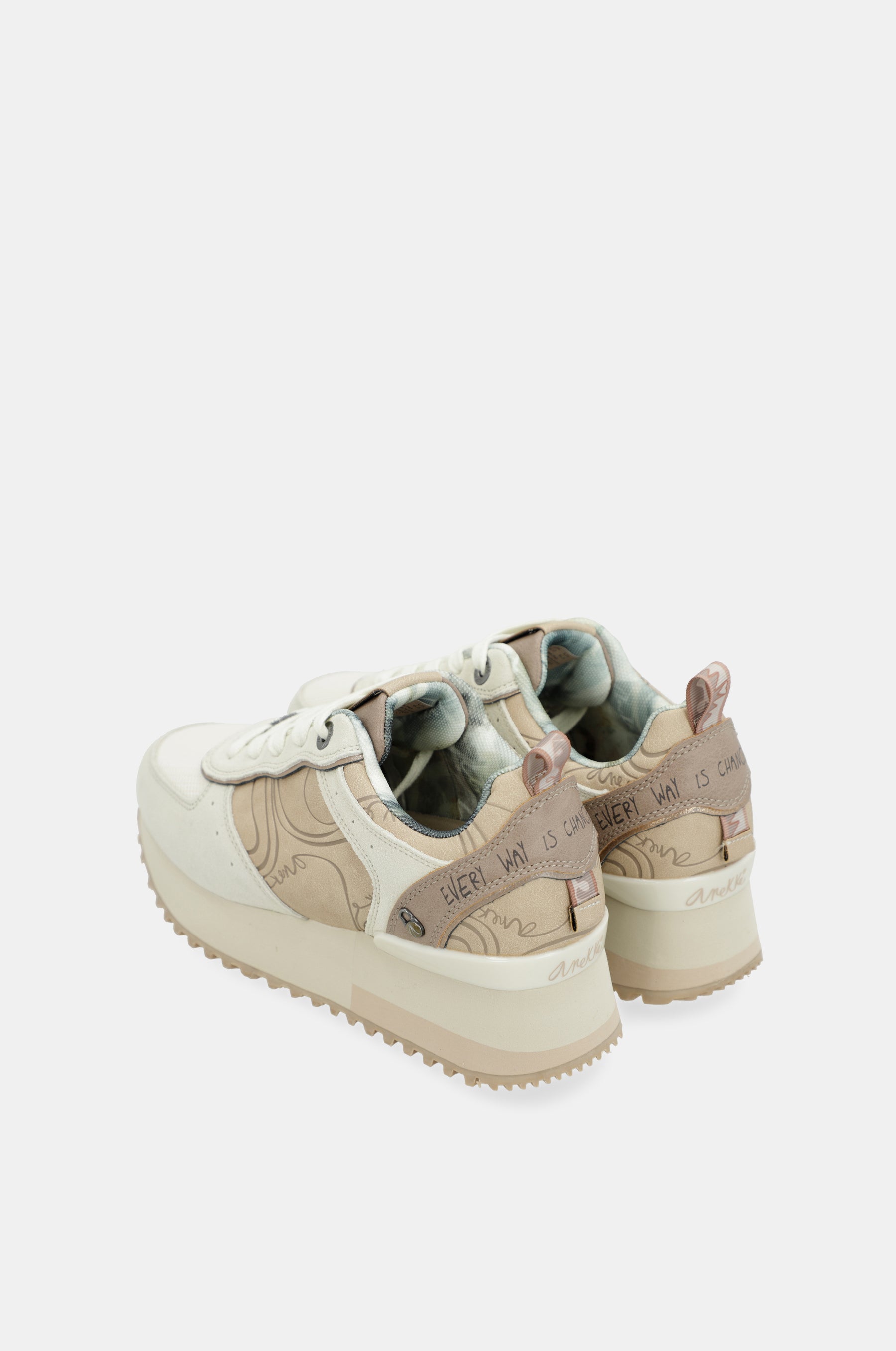 Beige Plattform-Sneakers