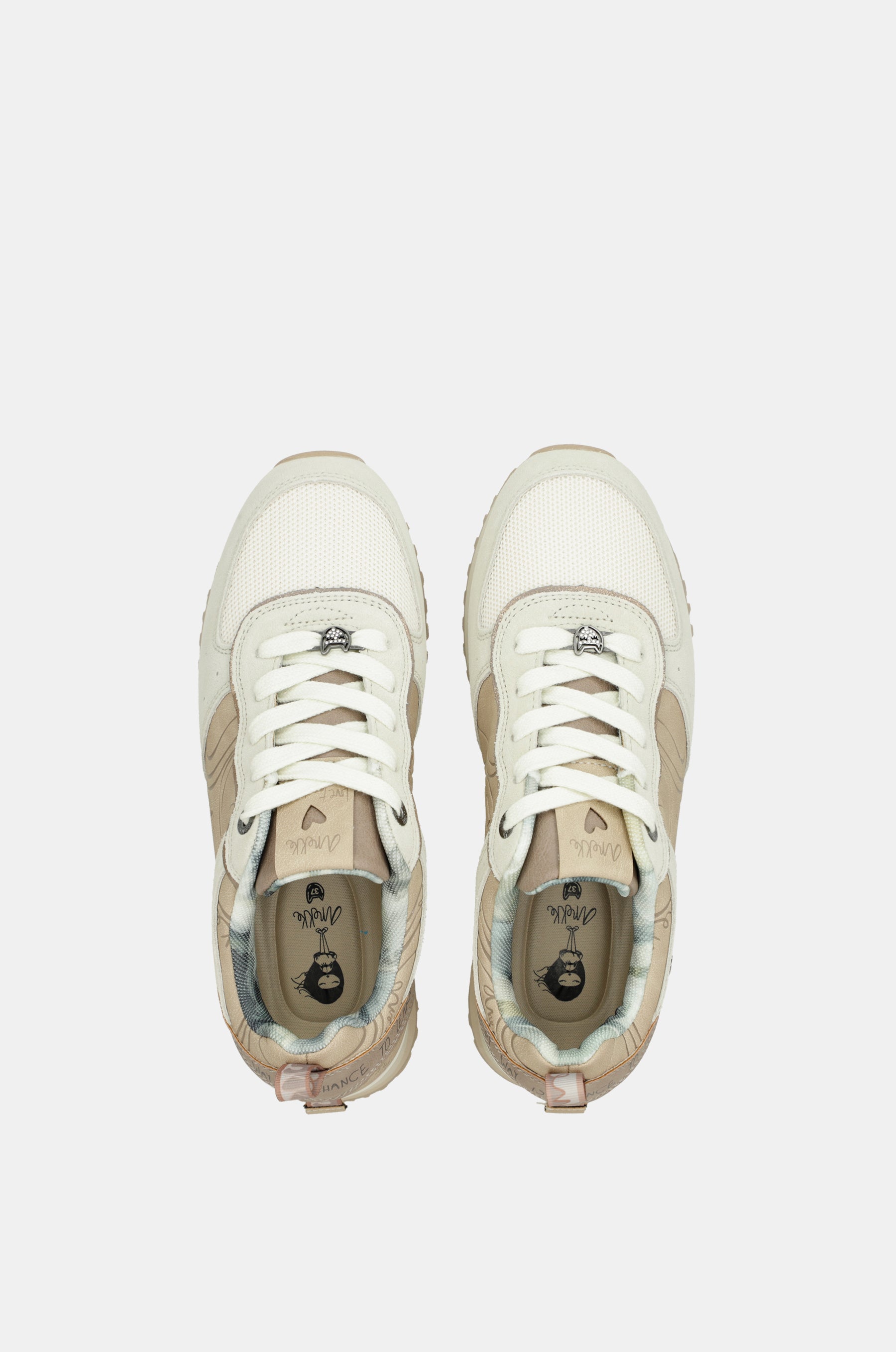 Beige Plattform-Sneakers