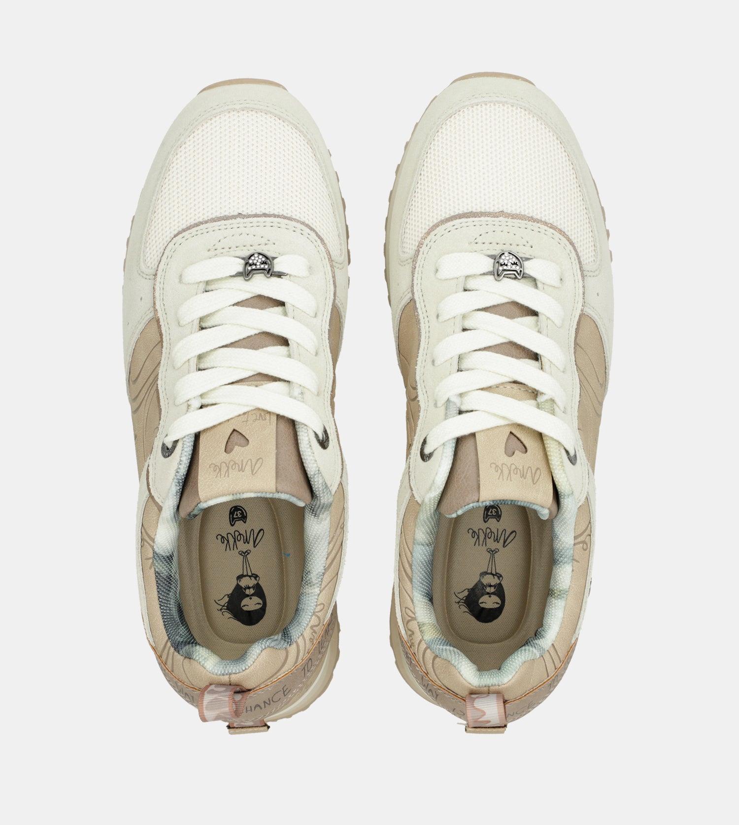 Beige Plattform-Sneakers