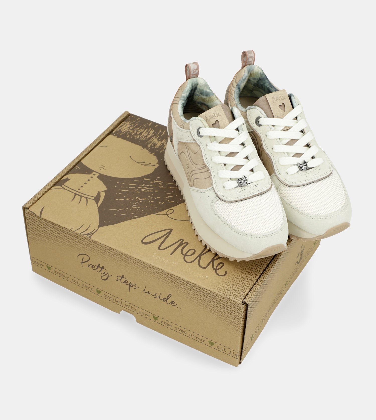 Beige Plattform-Sneakers