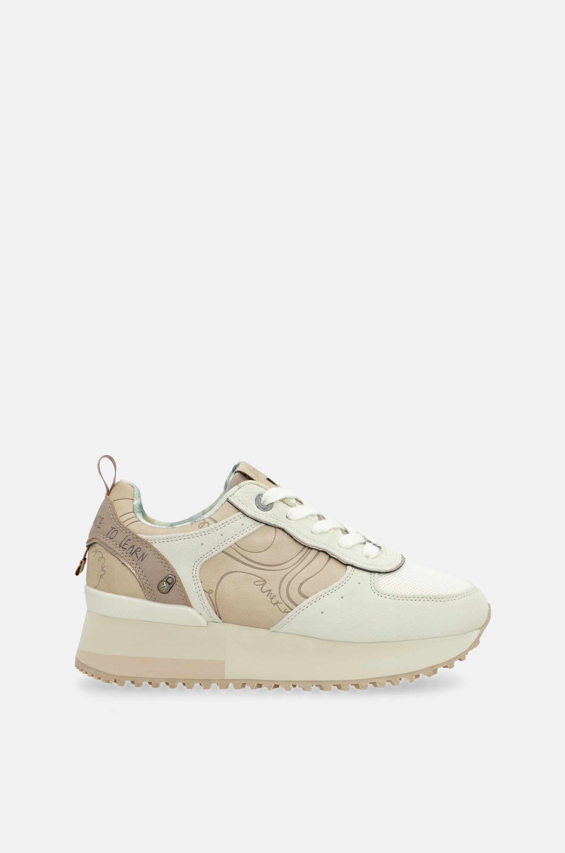 Beige Plattform-Sneakers