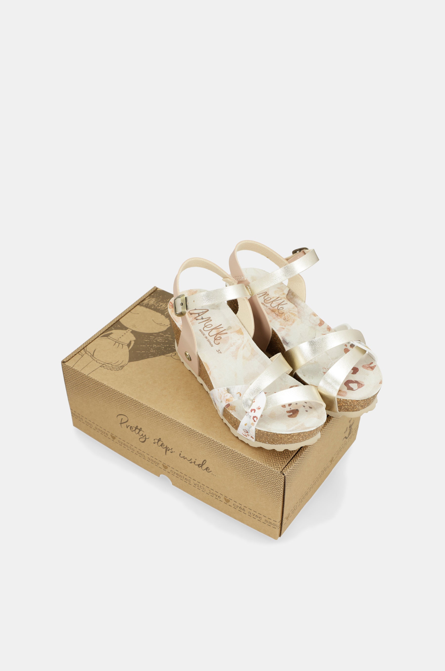 Keilsandalen bio mit weißen Riemen