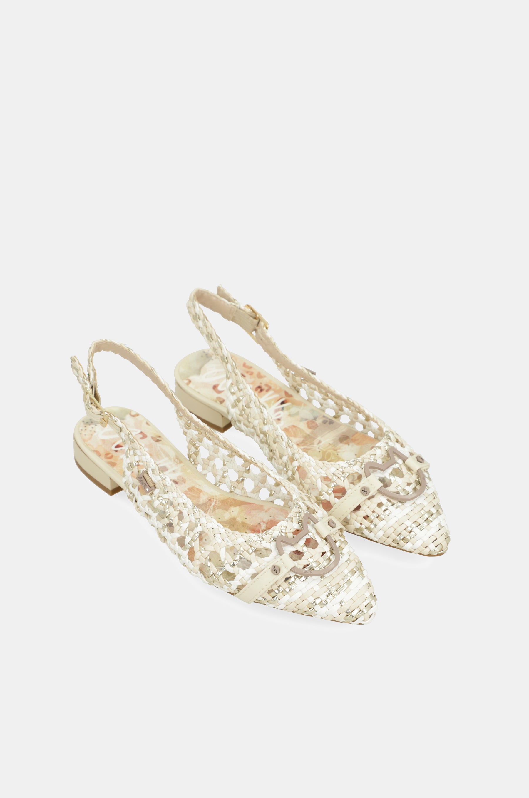 Weiße und rosa Slingback-Ballerinas