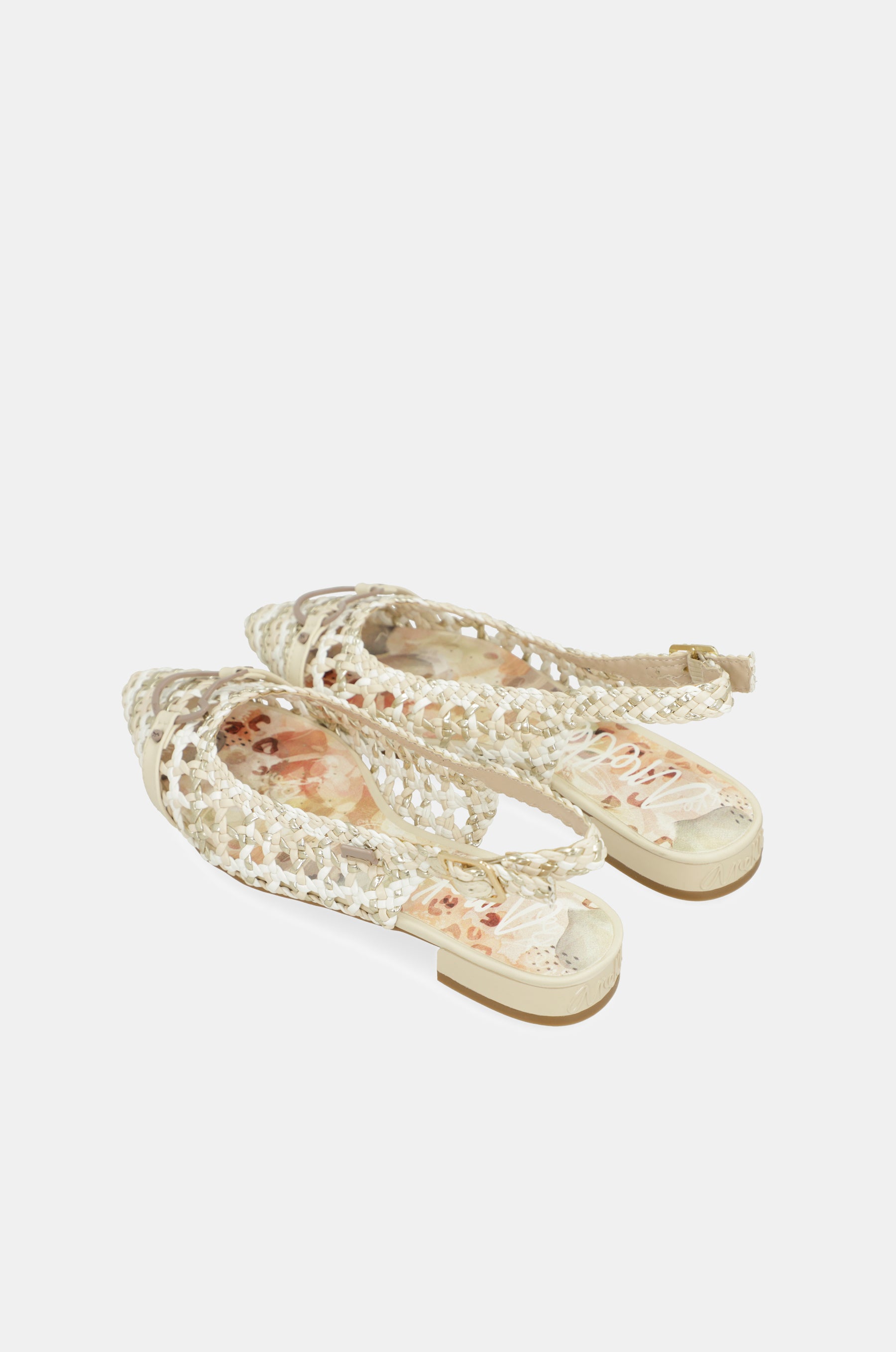 Weiße und rosa Slingback-Ballerinas