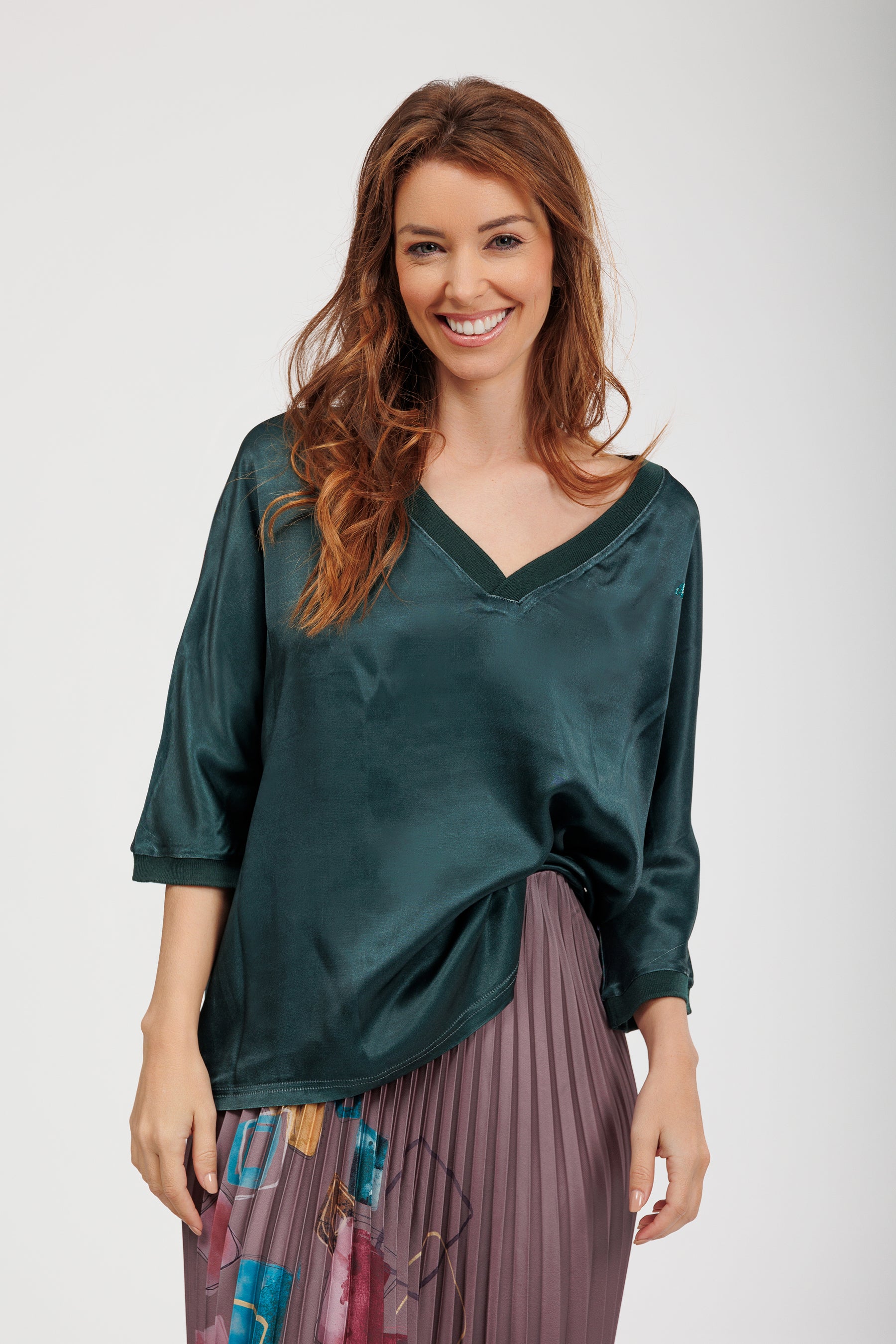 Kurzarm-T-Shirt blau mit Muster