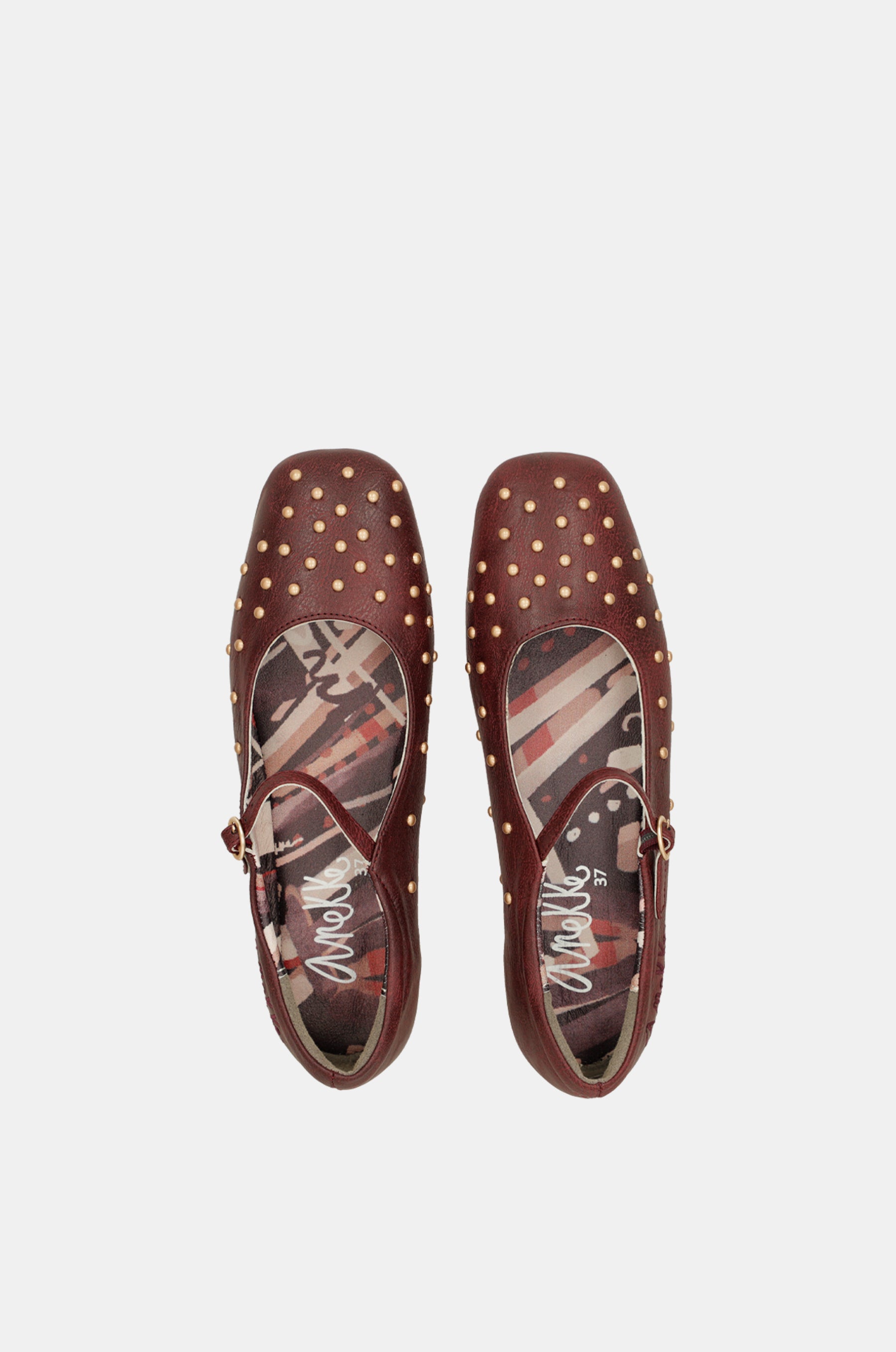 Ballerinas mit Nieten bordeaux
