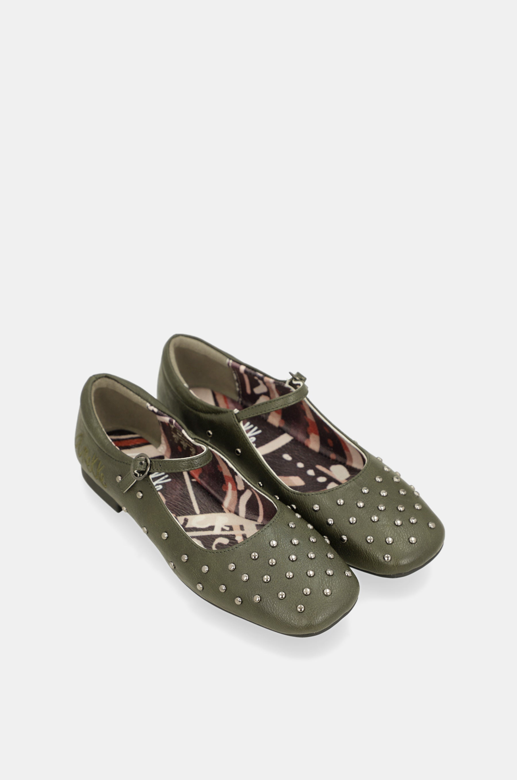 Ballerinas mit Nieten khaki