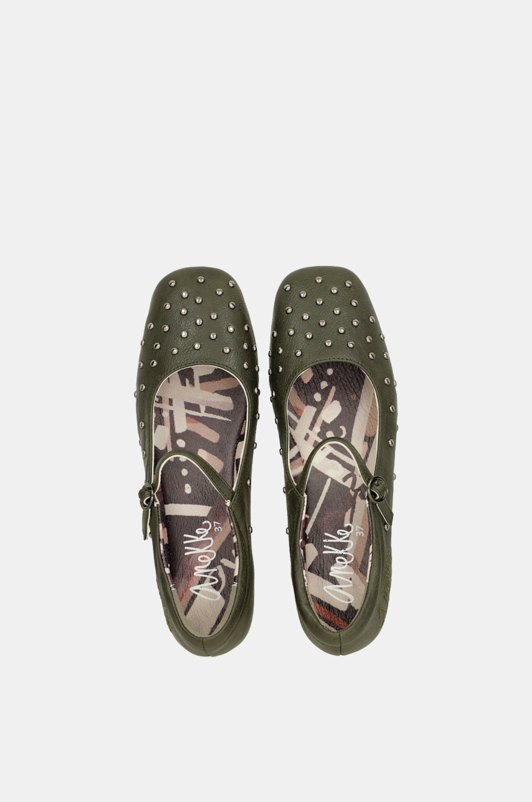 Ballerinas mit Nieten khaki