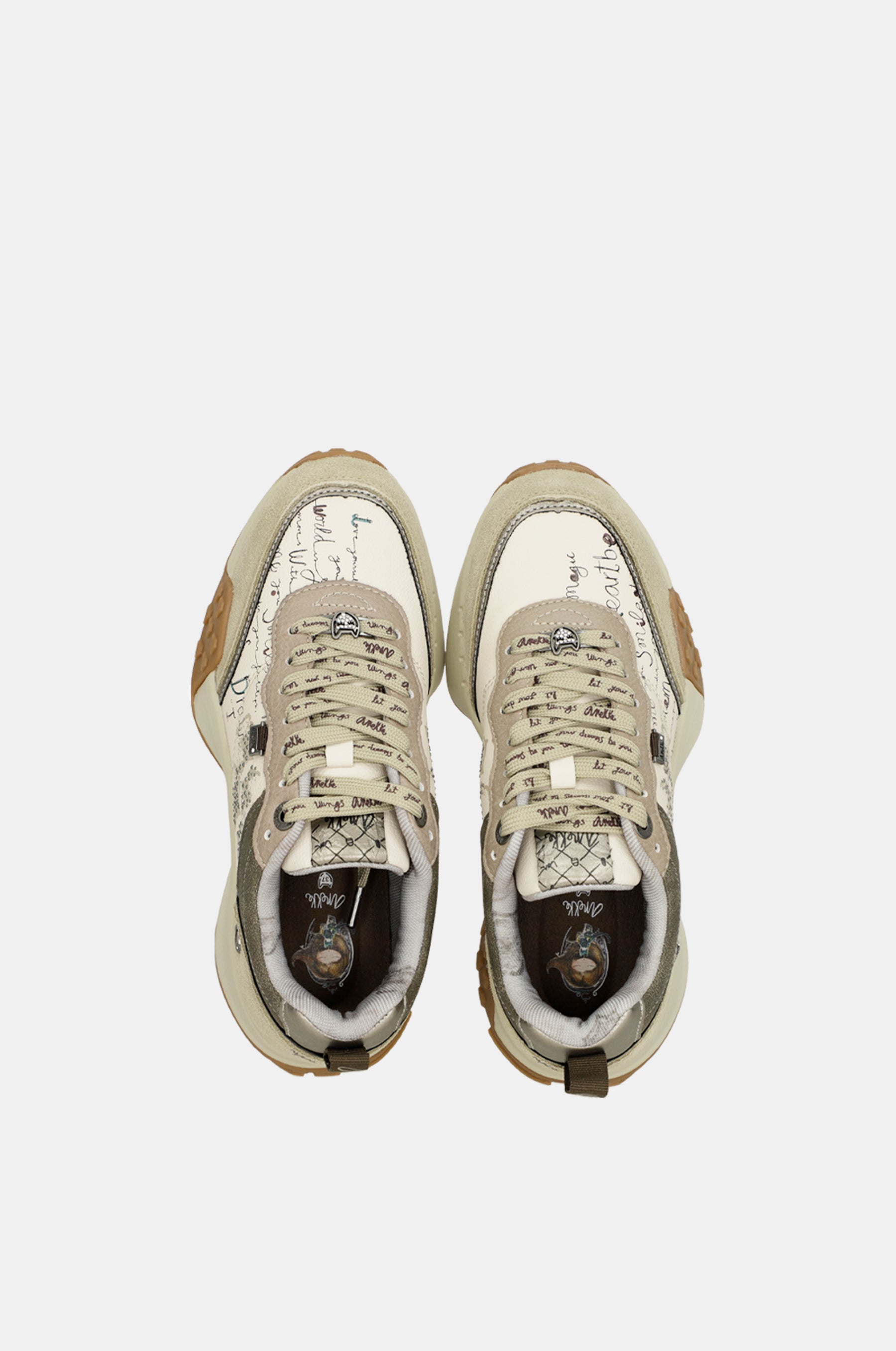 Sneakers beige gemustert