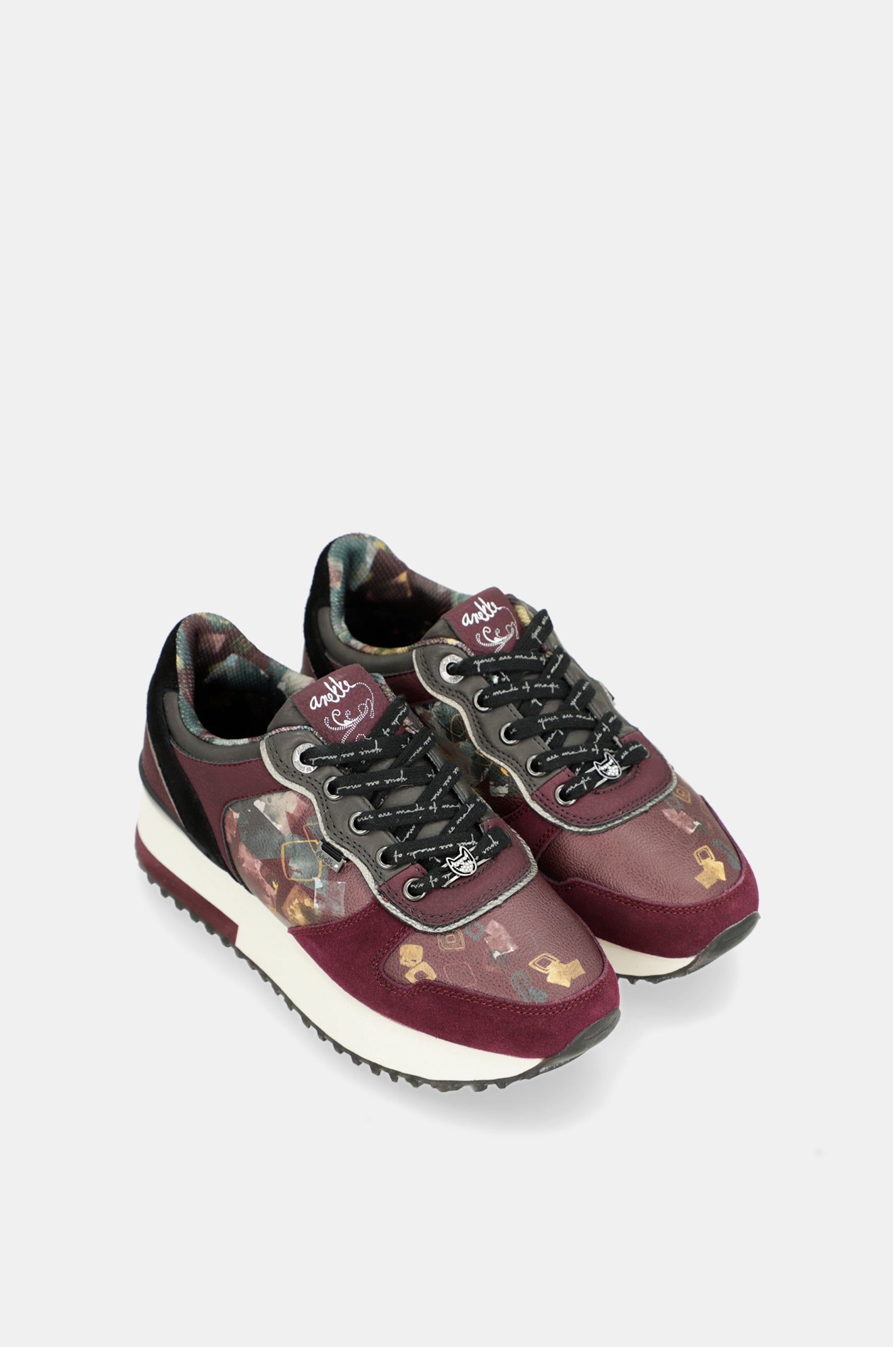 Sneakers Platform bordeaux gemustert