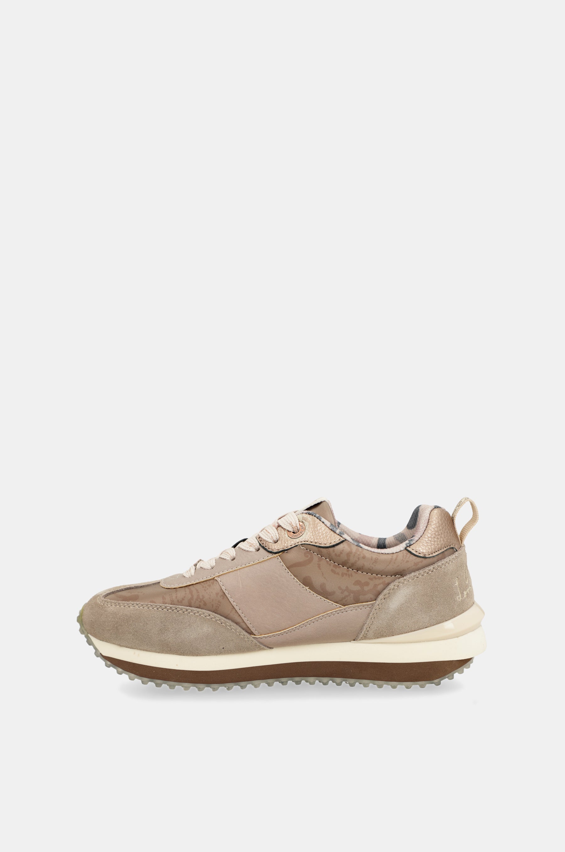 Sneakers beige mit mehrfarbiger Sohle