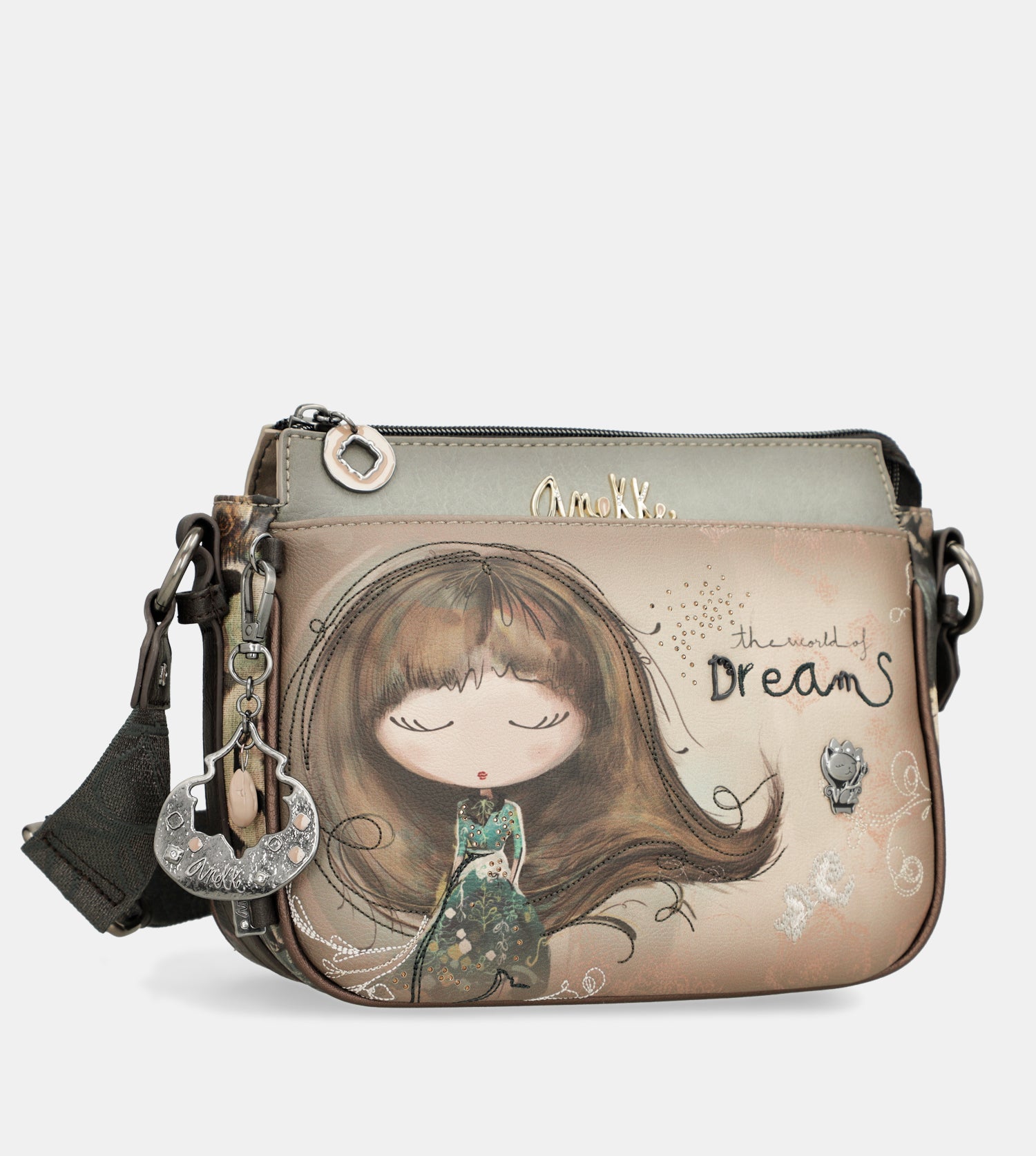 Umhängetasche mit 3 Fächern Real mittelgroß