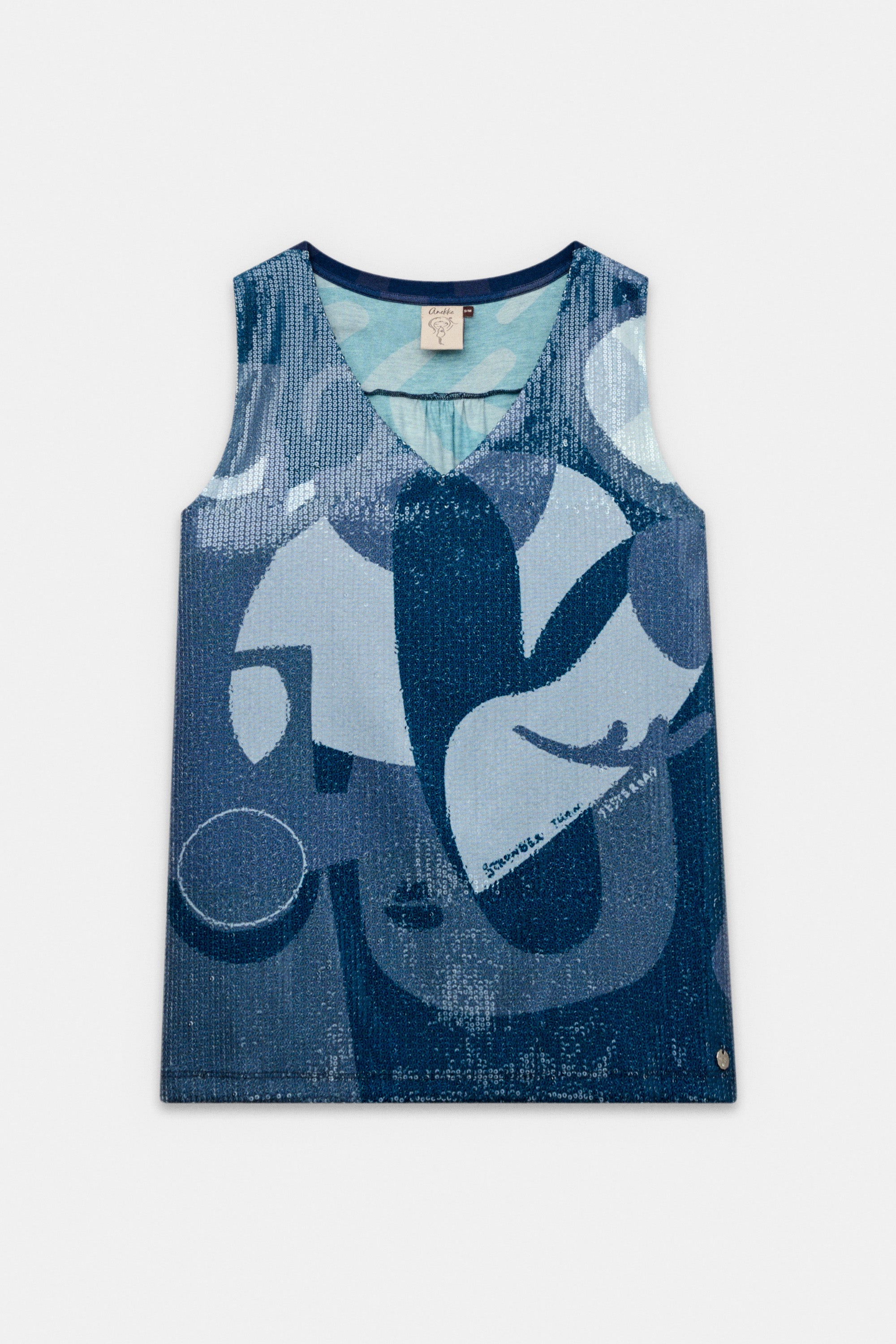 Blaues T-Shirt mit Pailletten