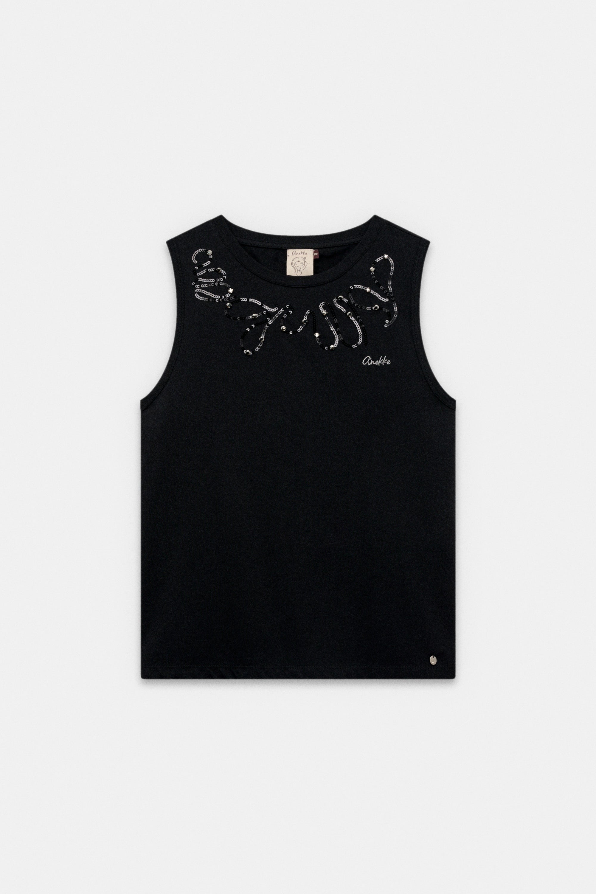 Schwarzes, ärmelloses T-Shirt