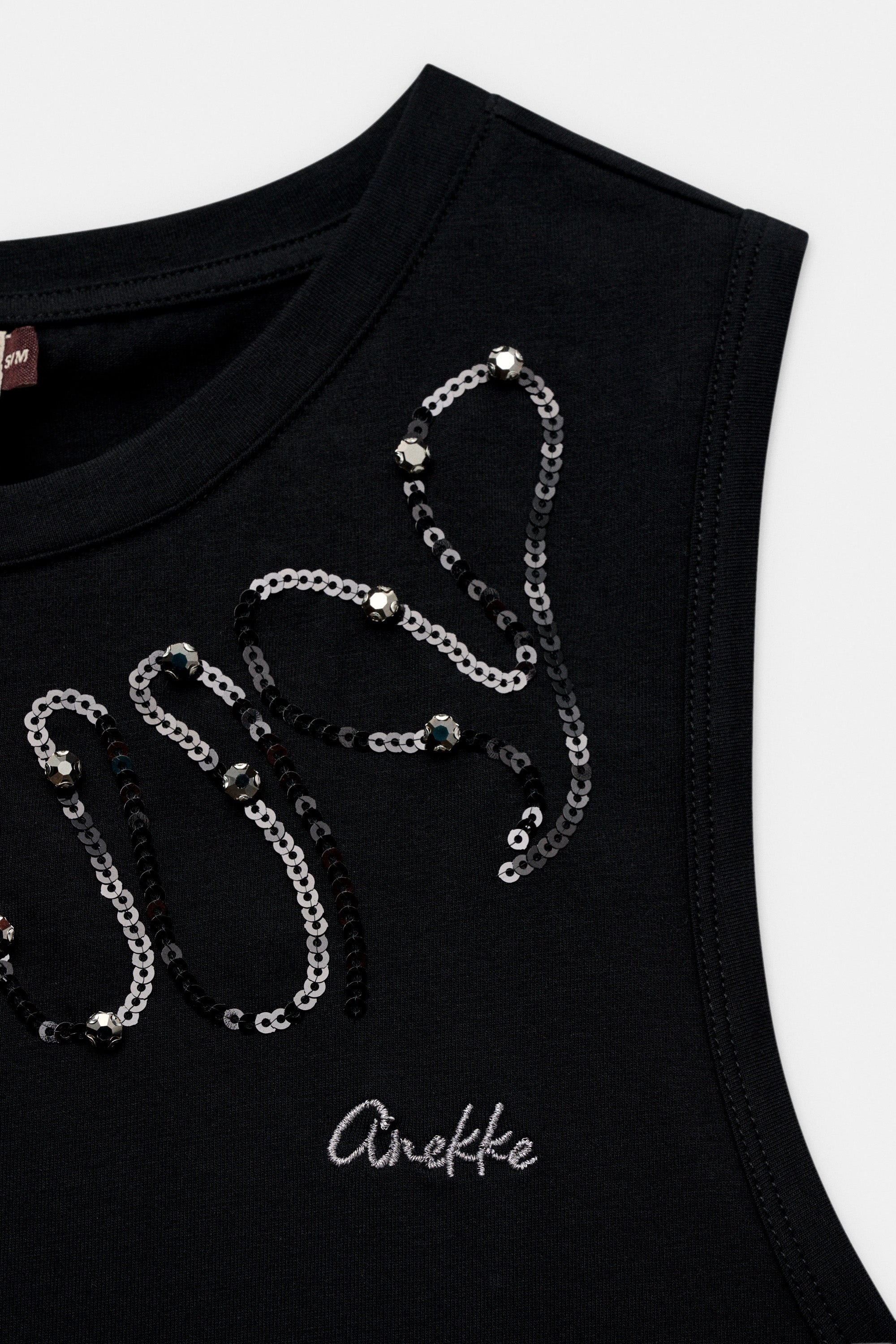 Schwarzes, ärmelloses T-Shirt