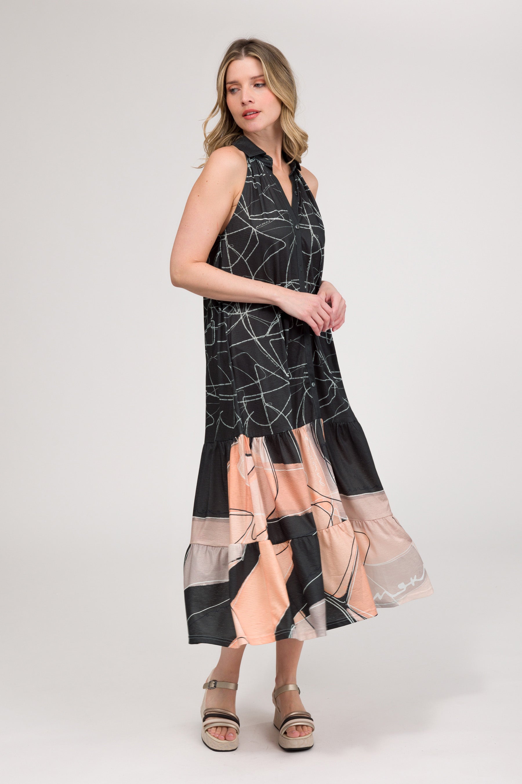 Ärmelloses Kleid mit Print
