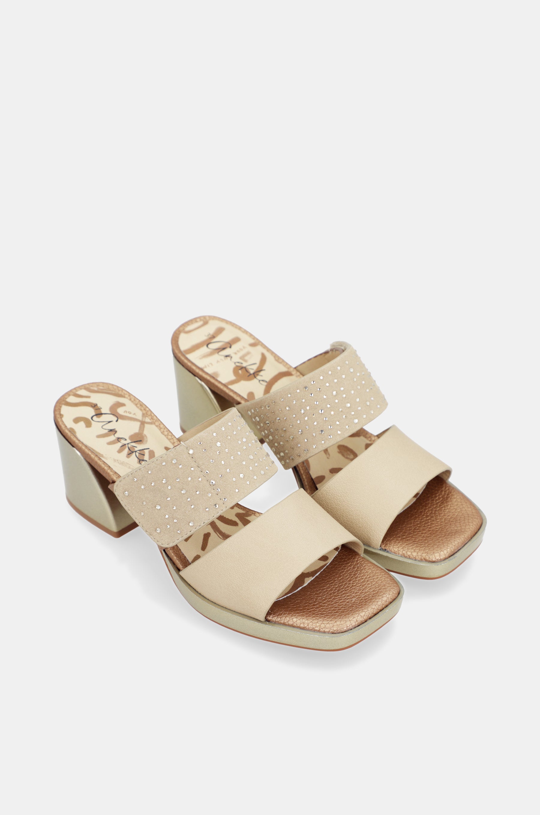 Beige Sandalen mit Strass
