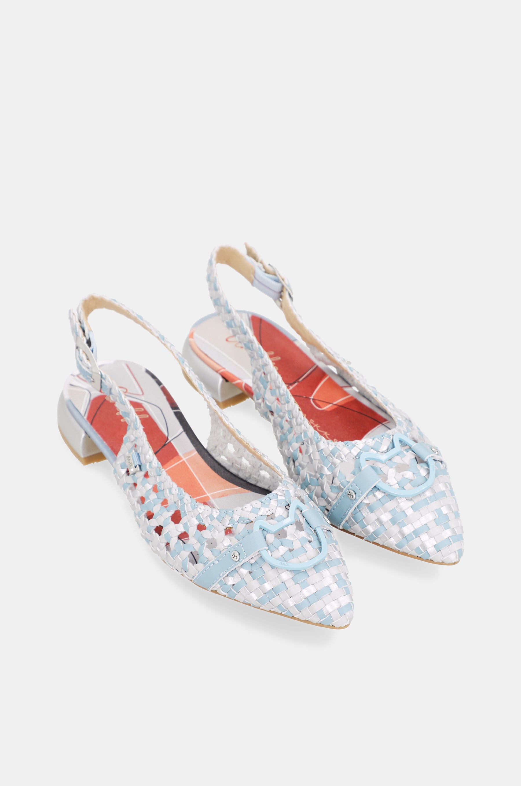 Blaue Slingback-Ballerinas