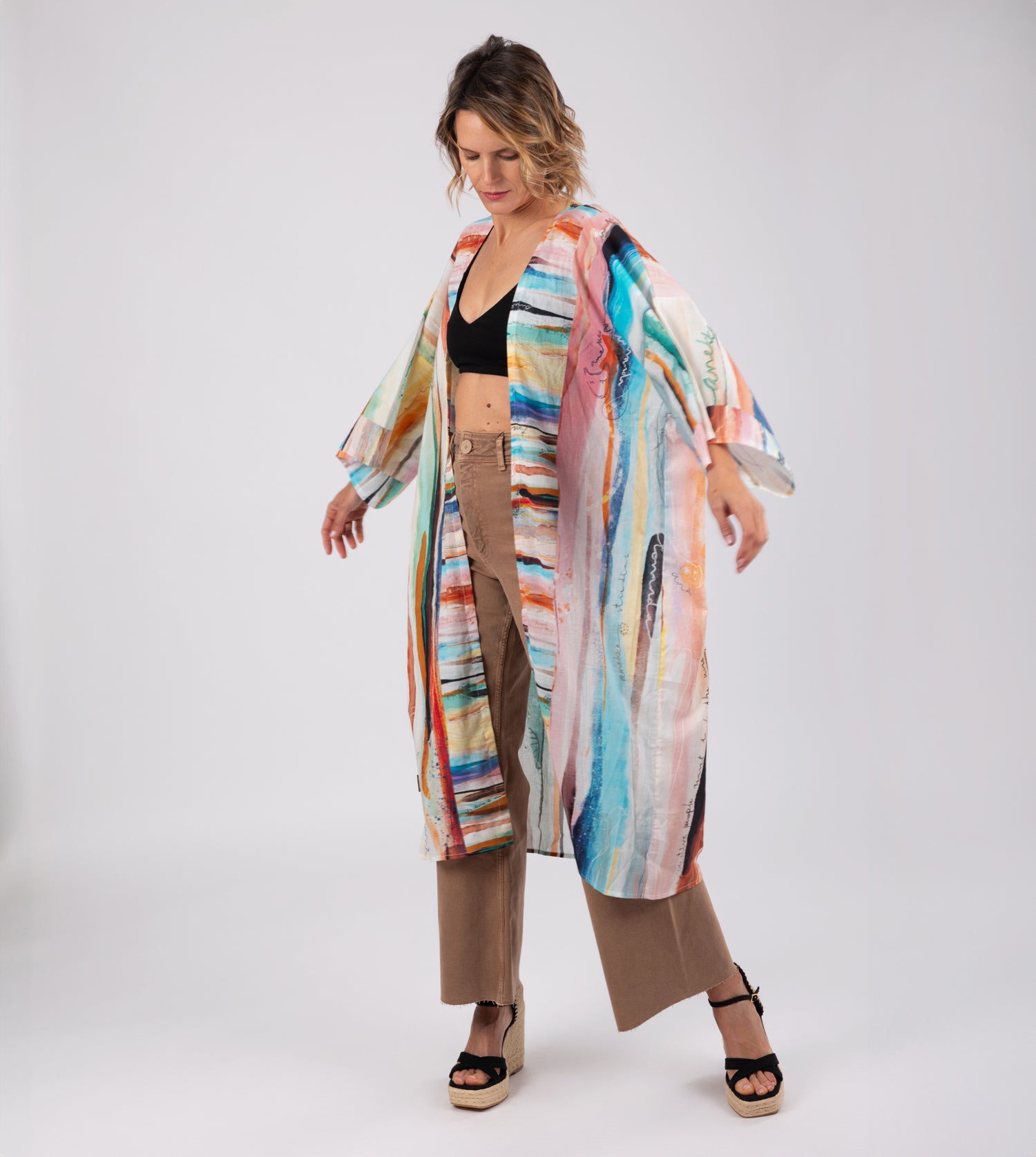 Langer Kimono mit Studio-Print