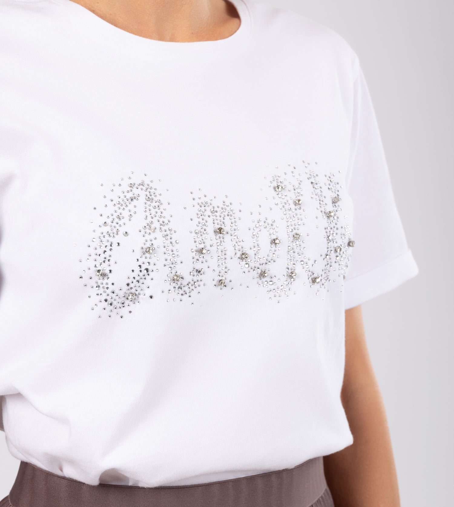 Weißes Glitzer-T-Shirt