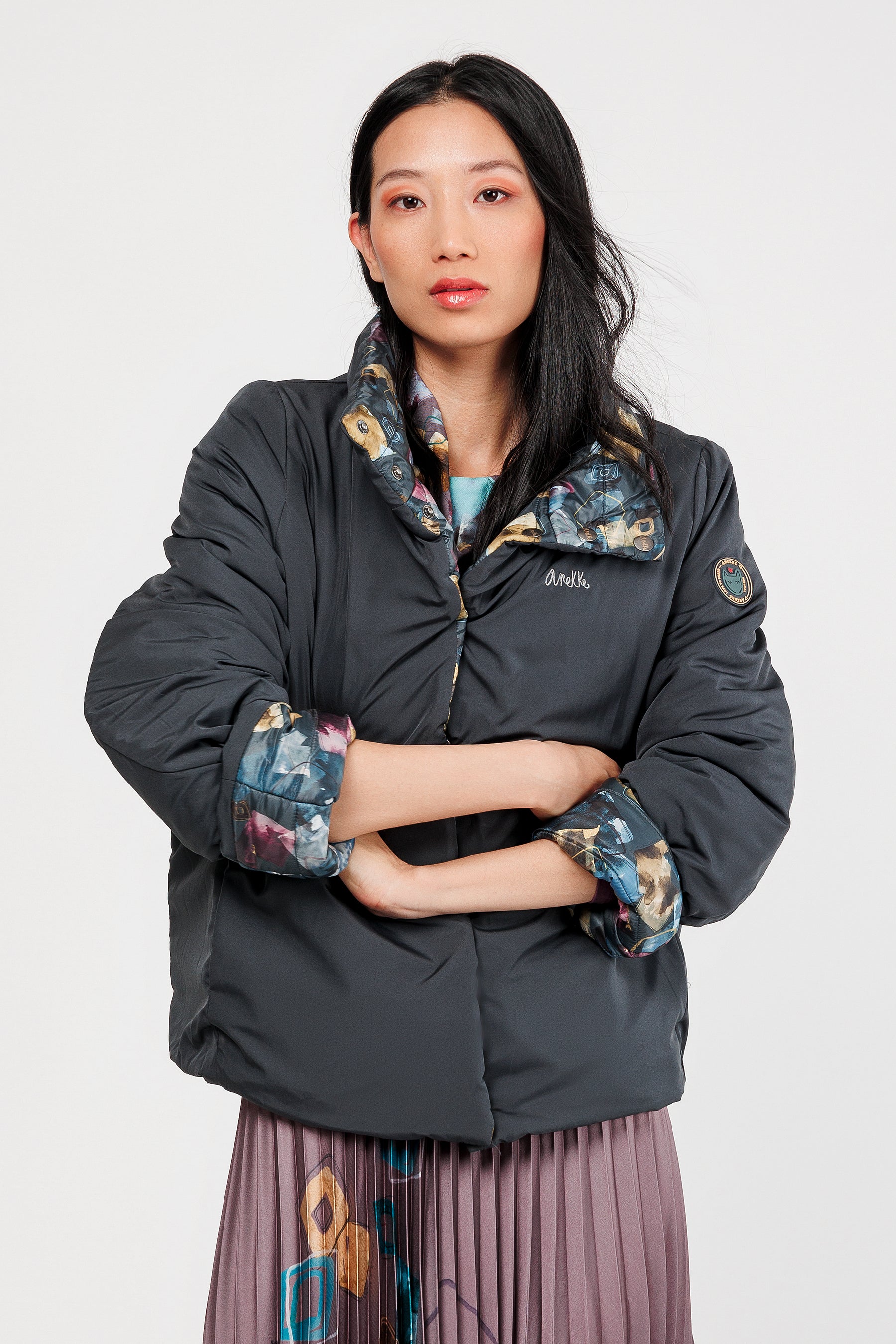 Jacke wendbar grau