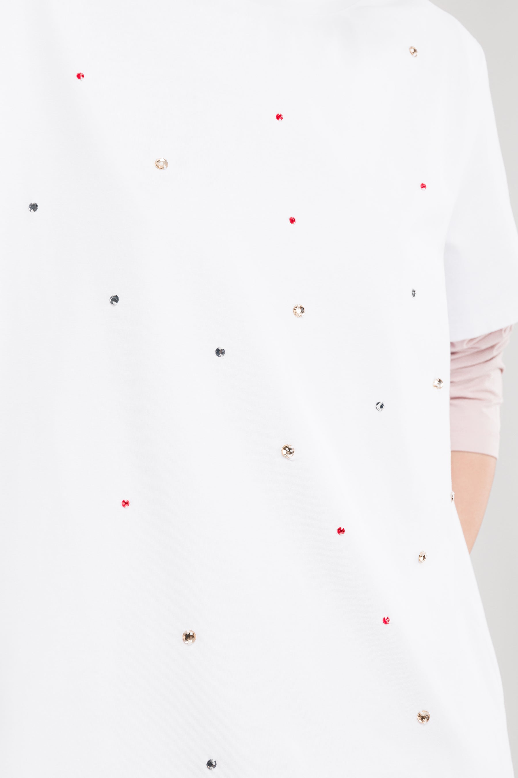 Kurzarm-T-Shirt weiß mit Nieten