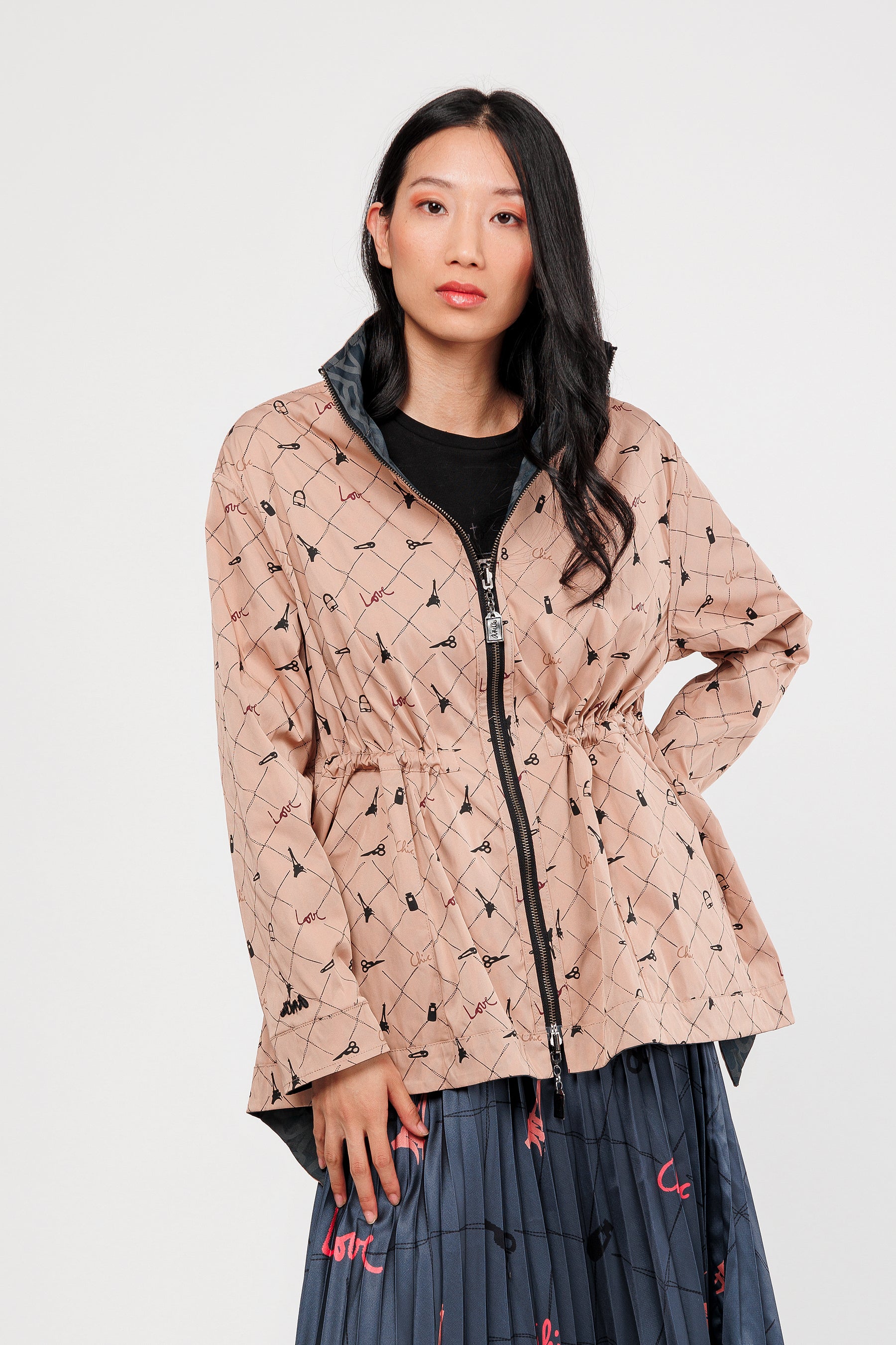 Jacke wendbar schwarz und beige