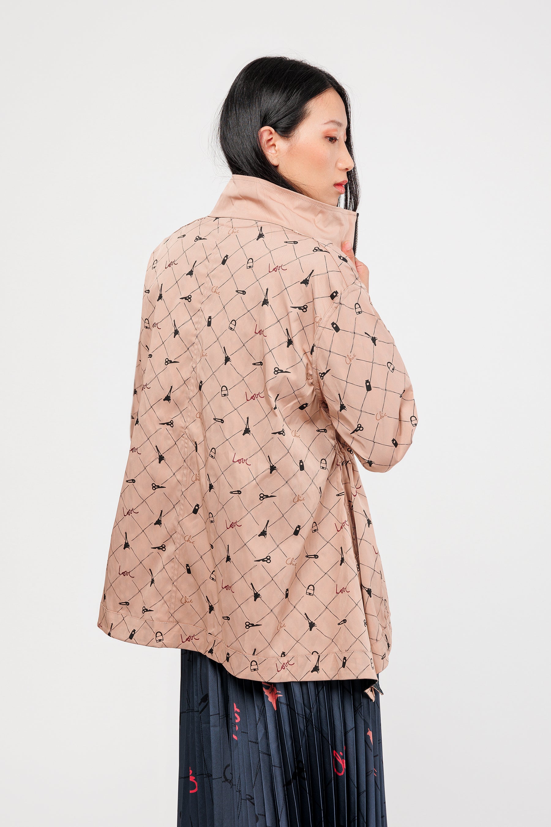 Jacke wendbar schwarz und beige