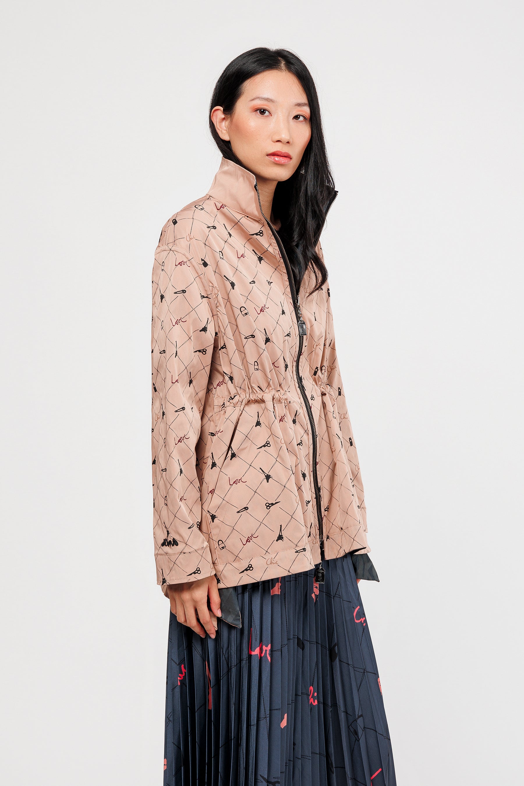 Jacke wendbar schwarz und beige
