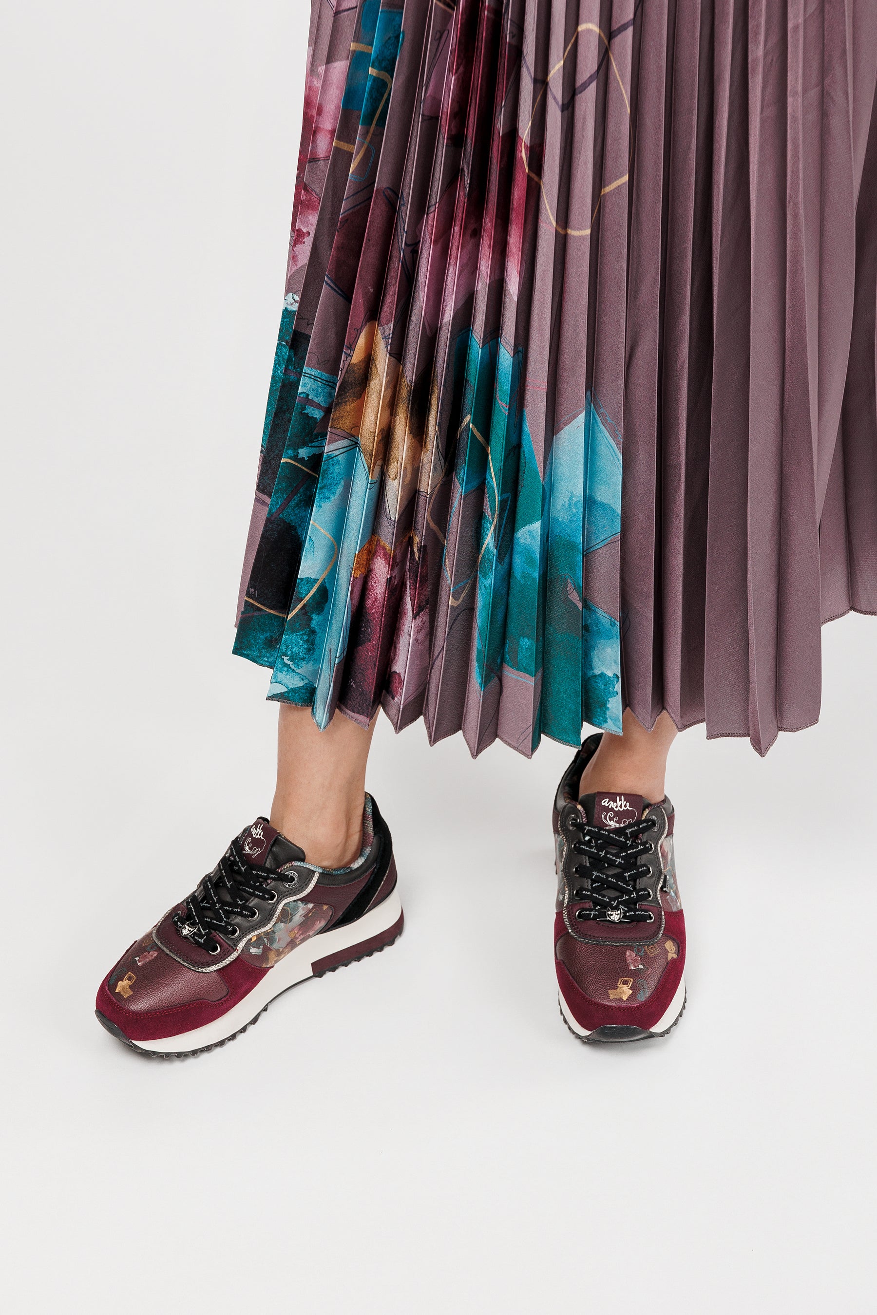 Sneakers Platform bordeaux gemustert