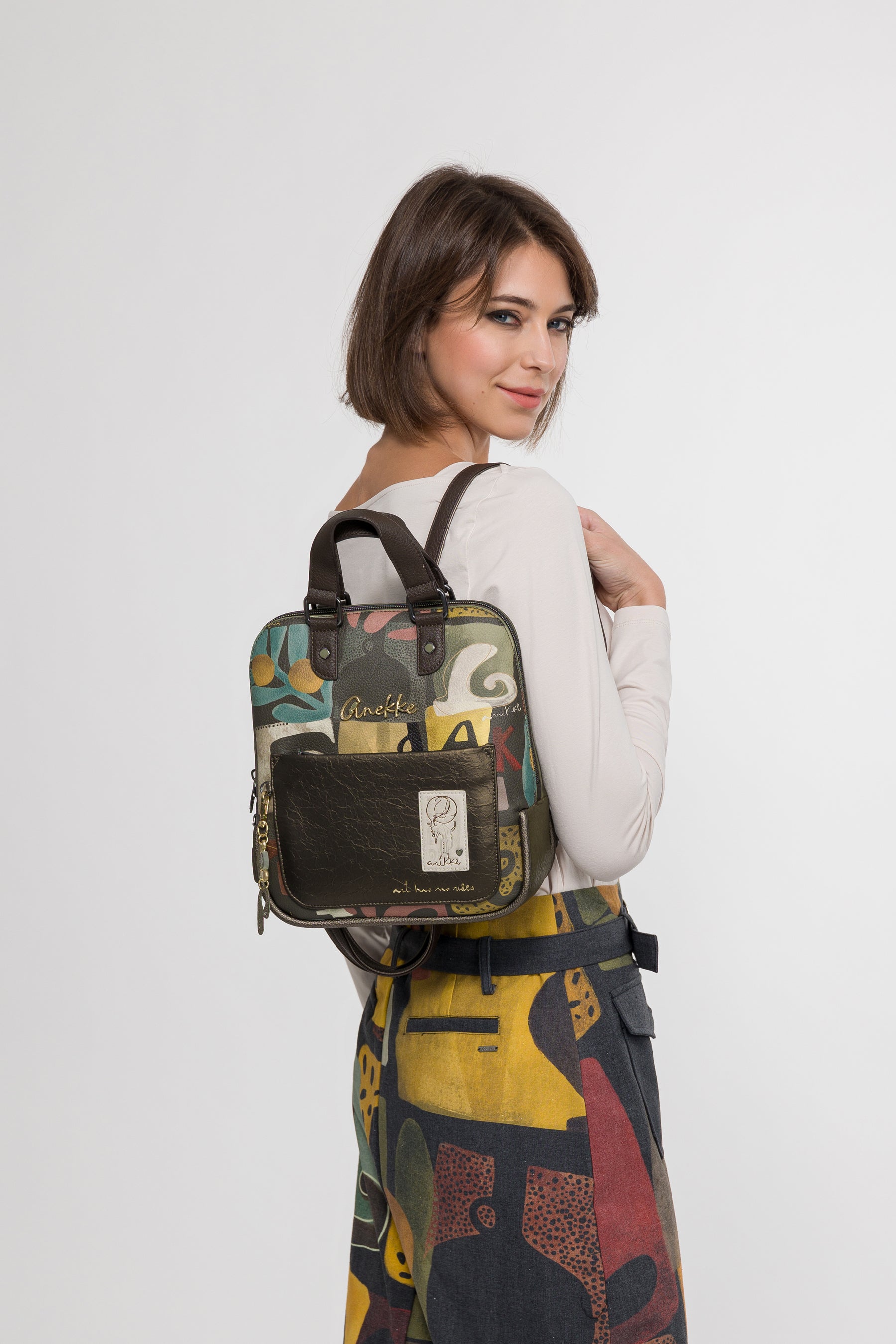 Gemusterter Rucksack mit kurzem Griff Amphora
