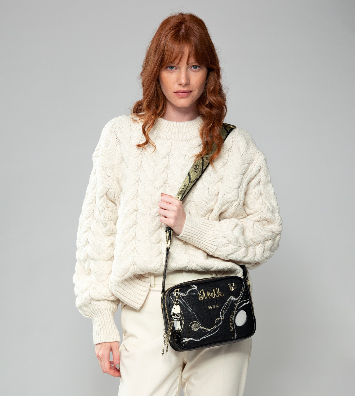 Nature Shodō schwarze Umhängetasche mit 2 Fächern