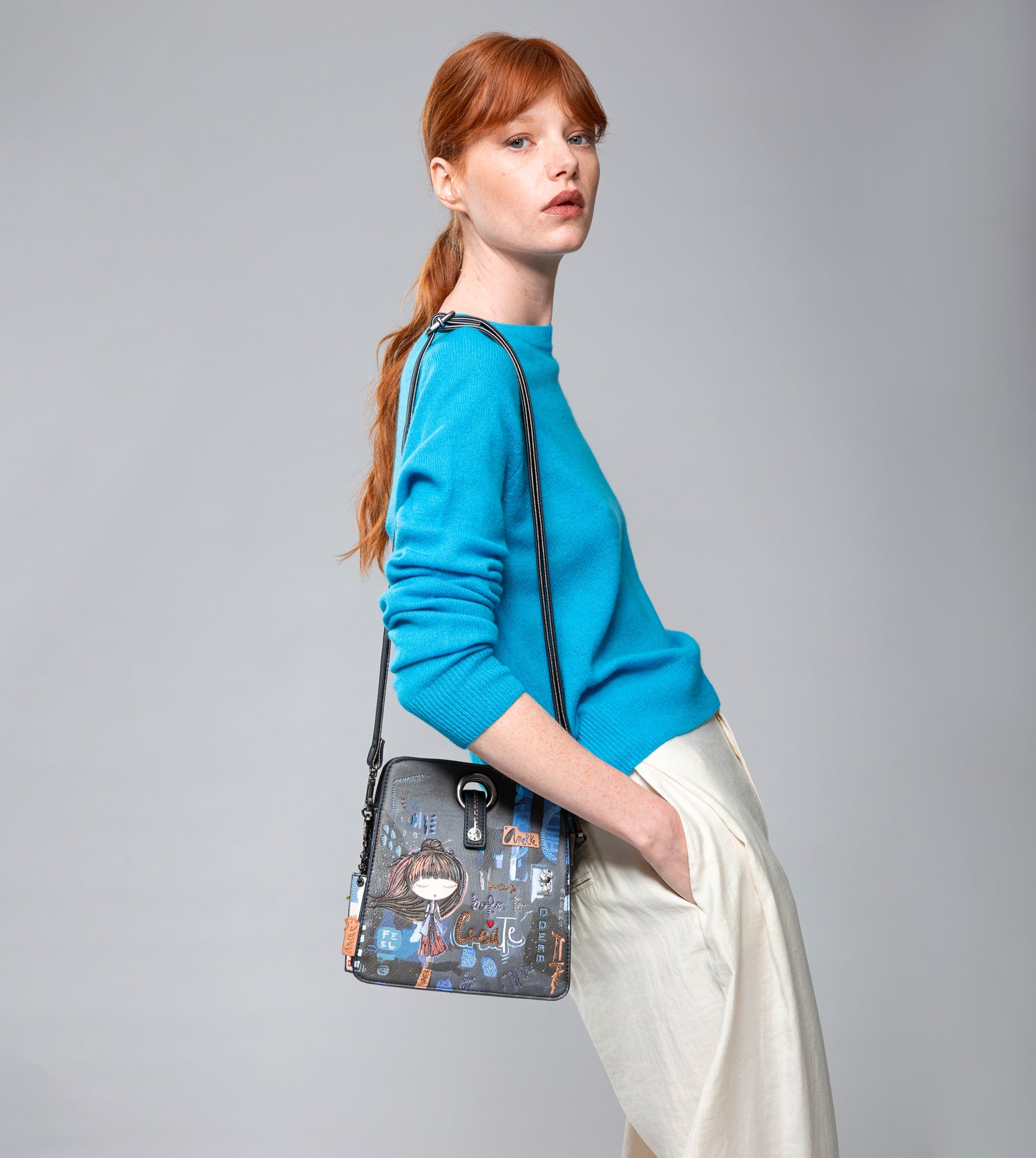 Contemporary geometrische Schultertasche mit 3 Fächern