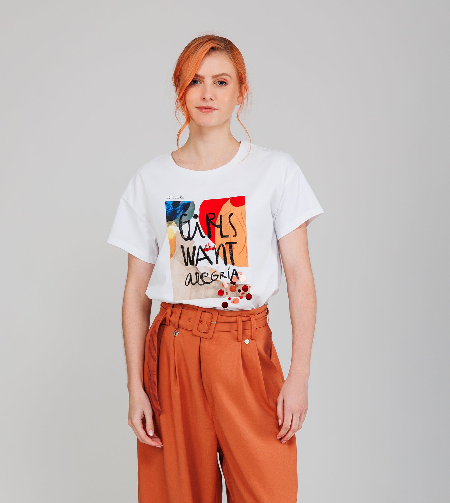 Weißes Kurzarm-T-Shirt Alma